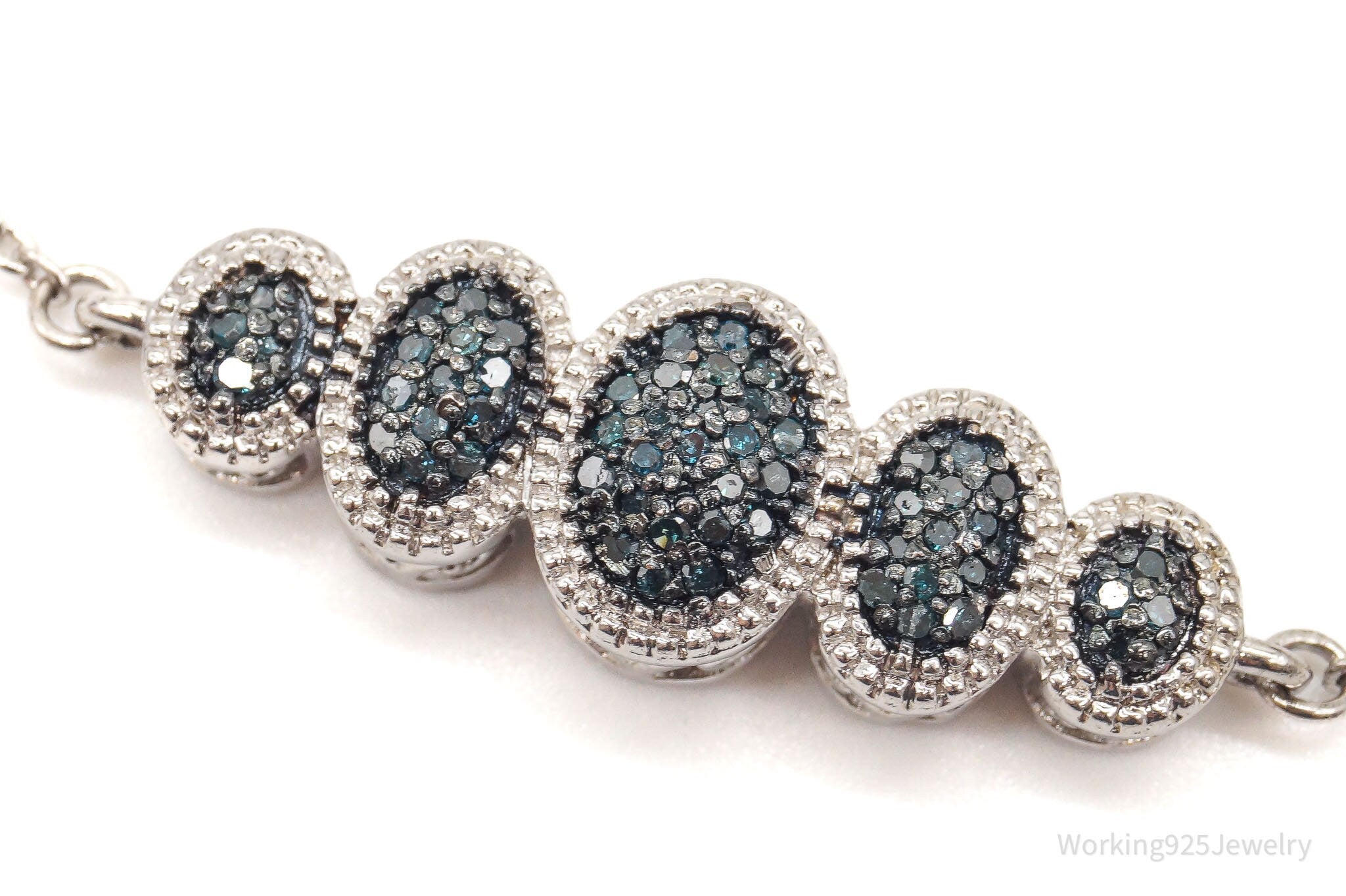 Vintage Blue Diamond Sterling Silver Bracelet