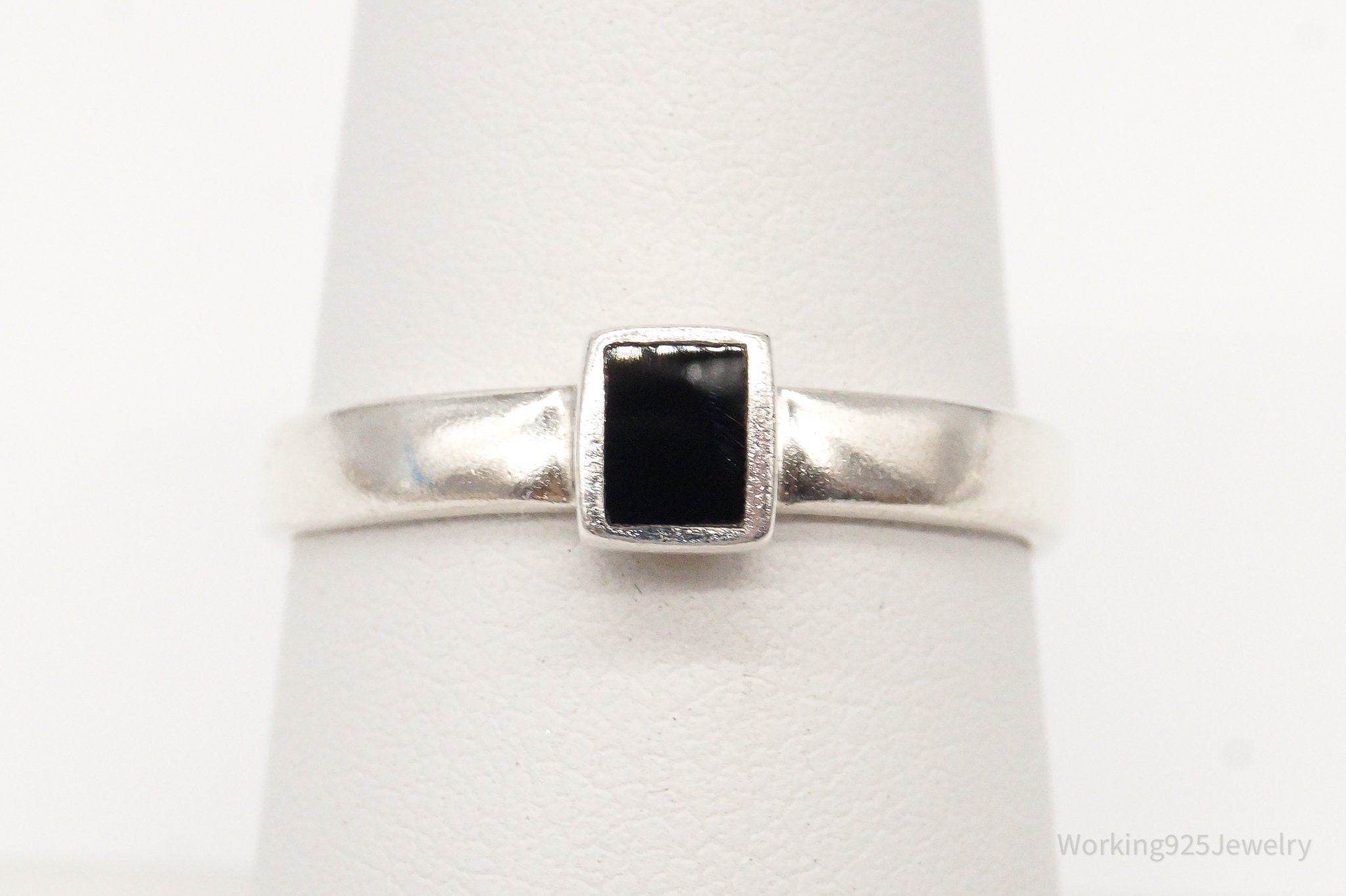 Vintage Black Onyx Sterling Silver Ring - Size 7