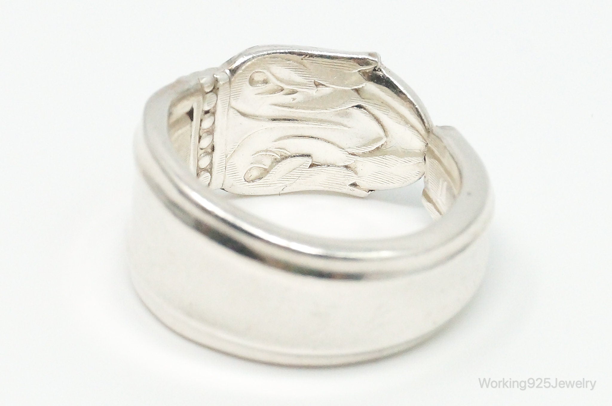 Antique Art Deco Sterling Silver Wrap Spoon Ring - SZ 12.75