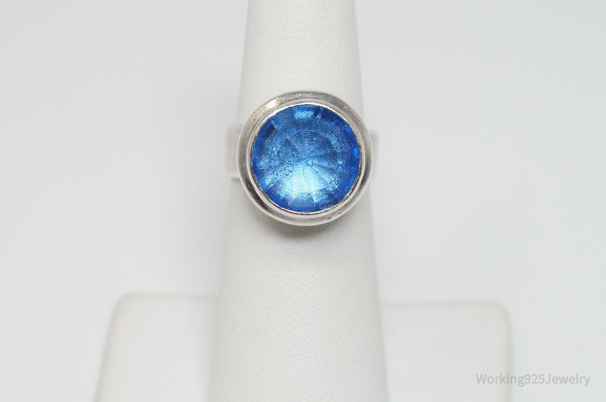 Claudia Agudelo "Ex EX" Collection Blue Glass Sterling Silver Ring SZ 5.75