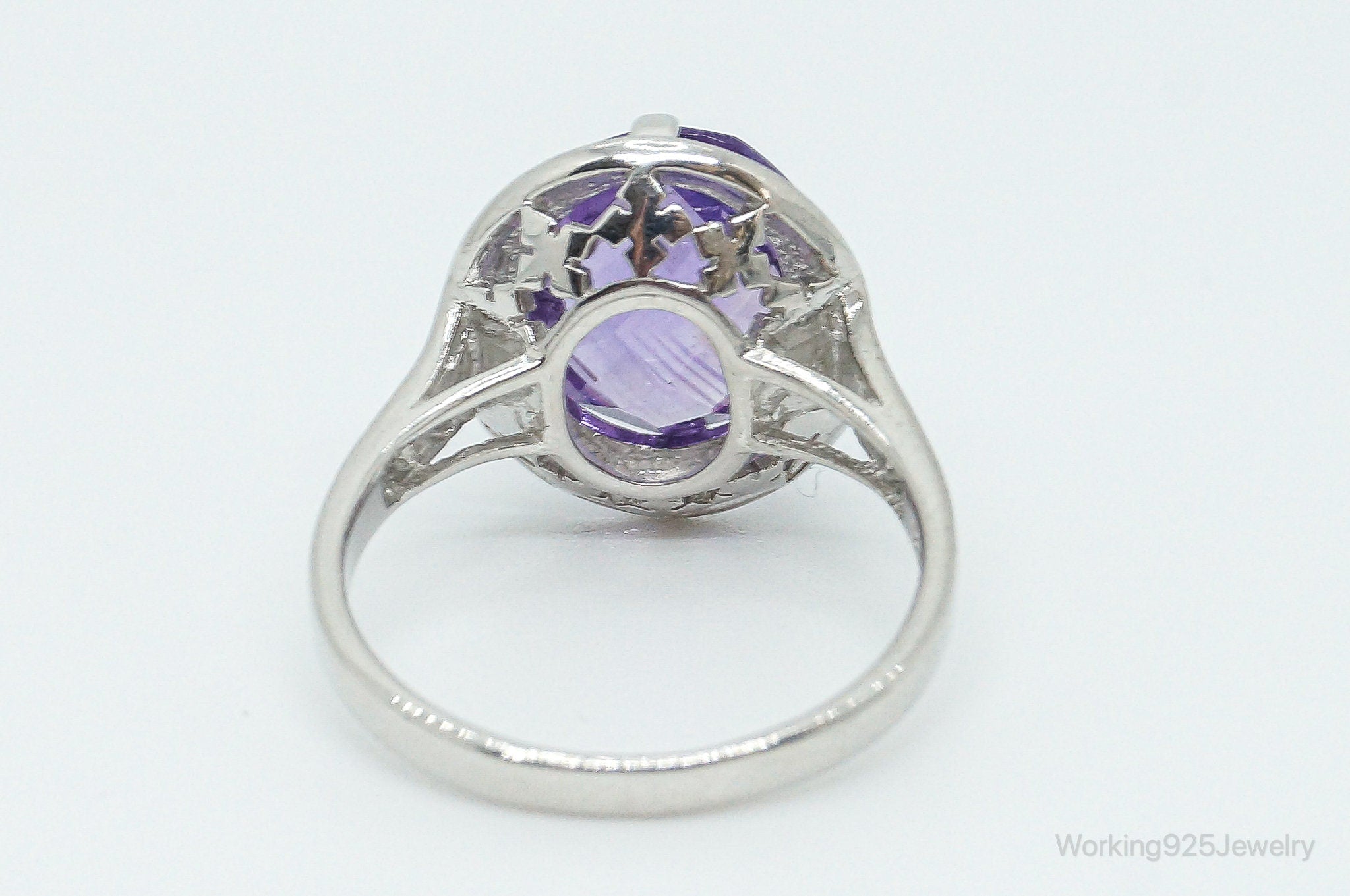 Vintage Amethyst Sterling Silver Ring - Size 7