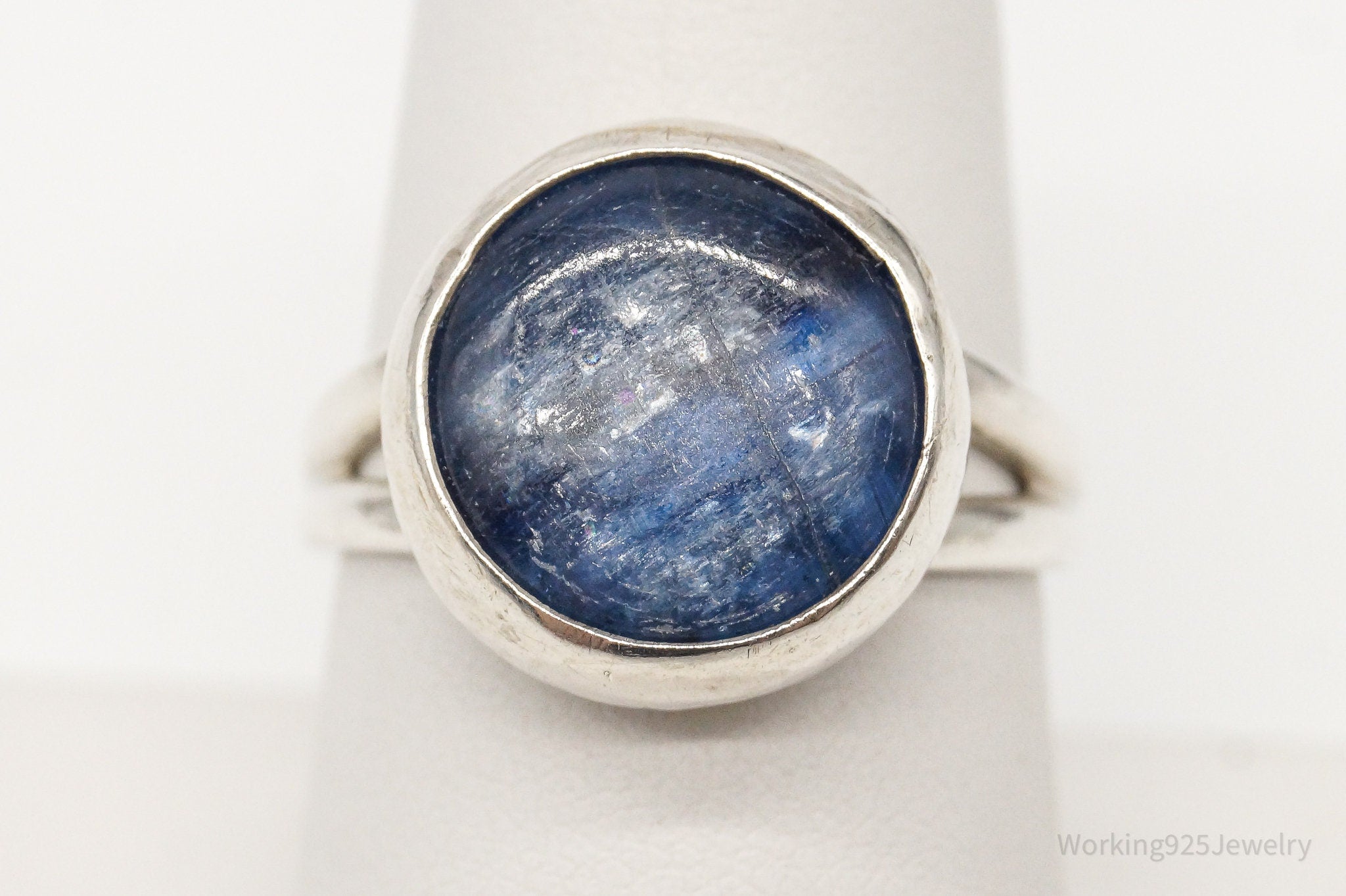 Vintage Blue Kyanite Modernist Sterling Silver Ring - Size 8.25