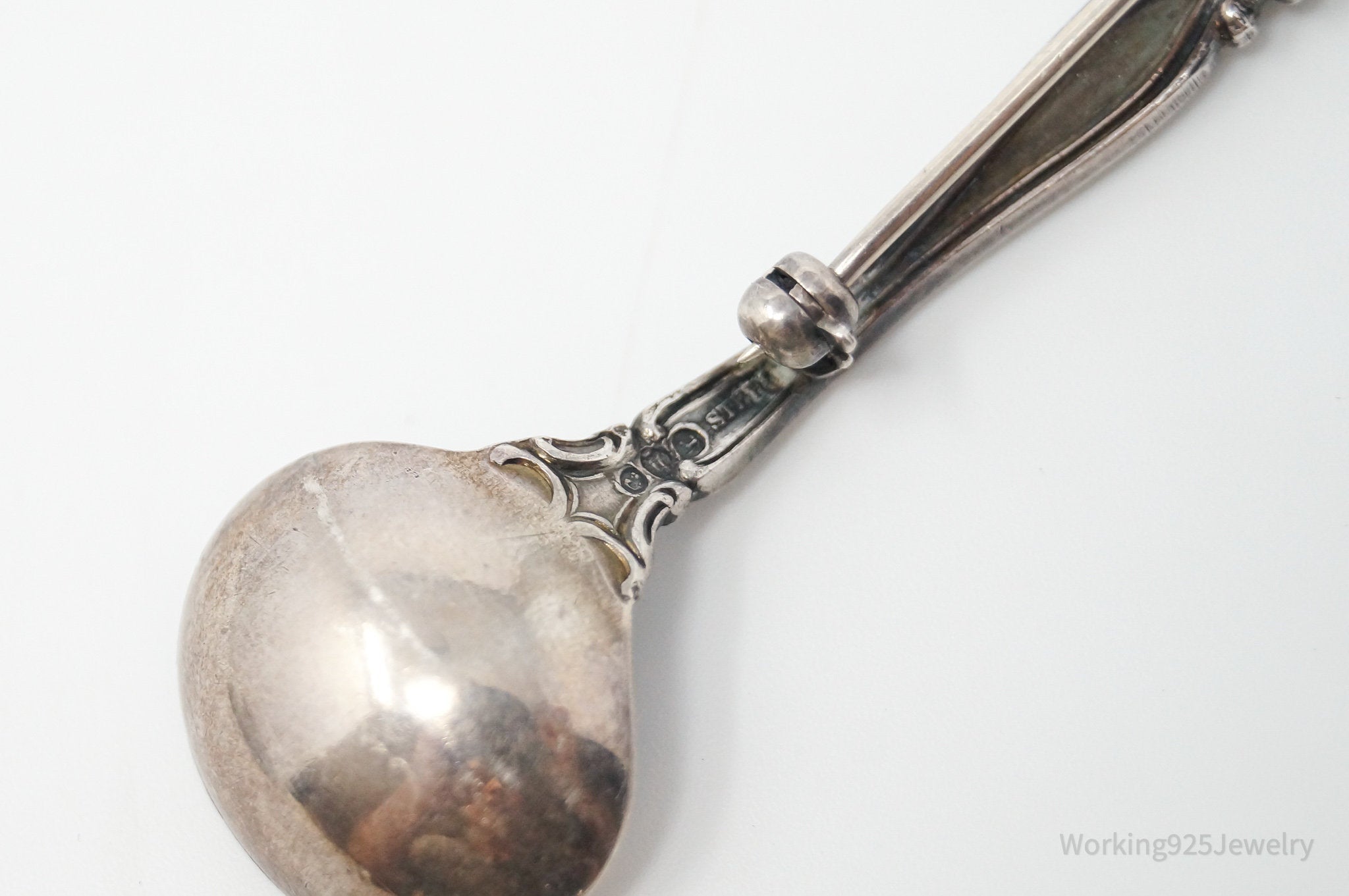 Antique GORHAM Floral Spoon Sterling Silver Brooch Pin