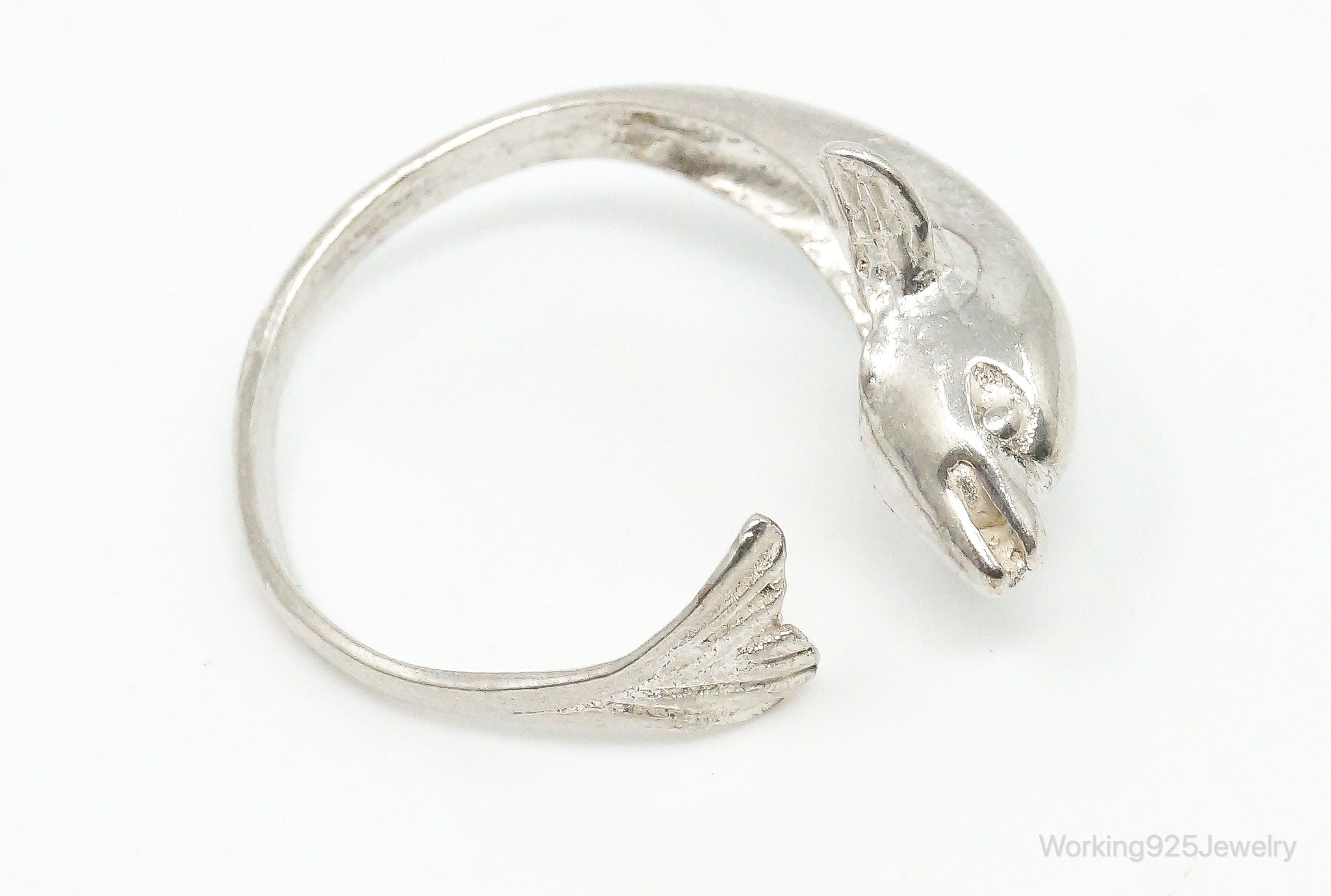 Vintage Dolphin Sterling Silver Wrap Ring - Size 7.25