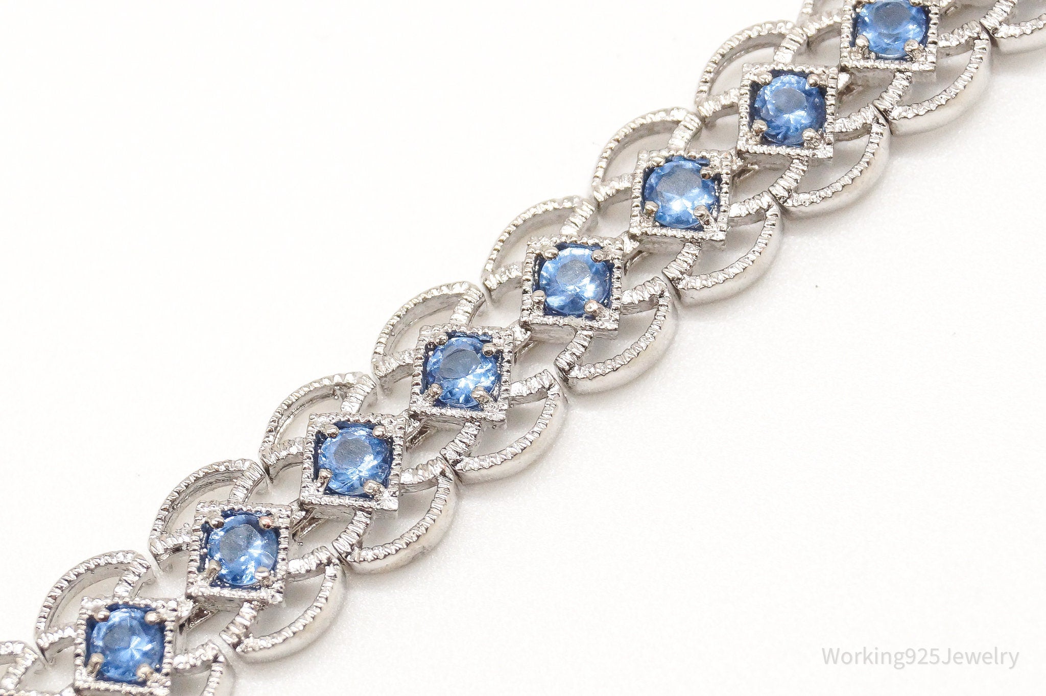 Designer FAS Lab Sapphire Sterling Silver Bracelet