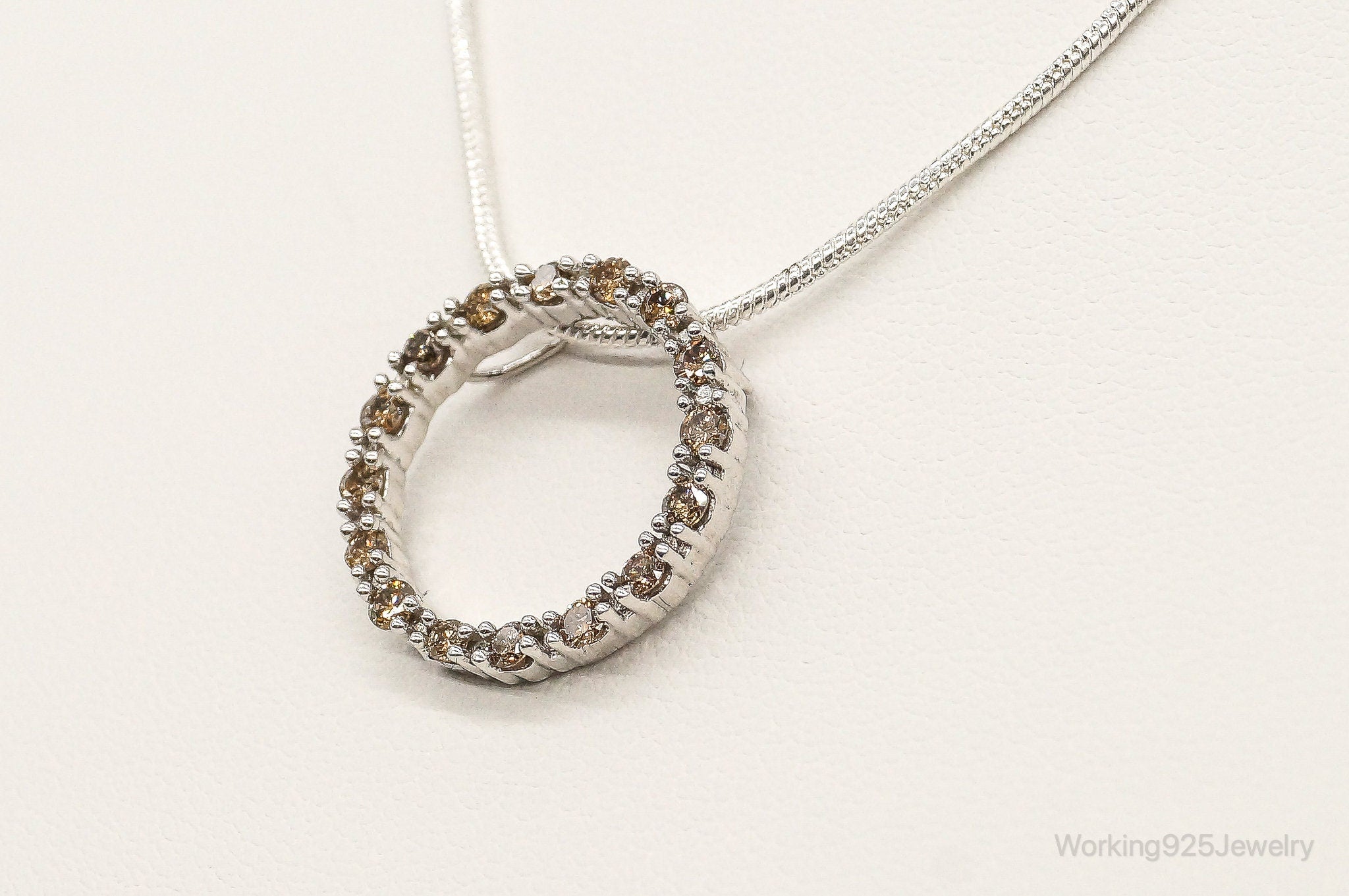 Designer JWBR White & Champagne Diamond Sterling Silver Necklace