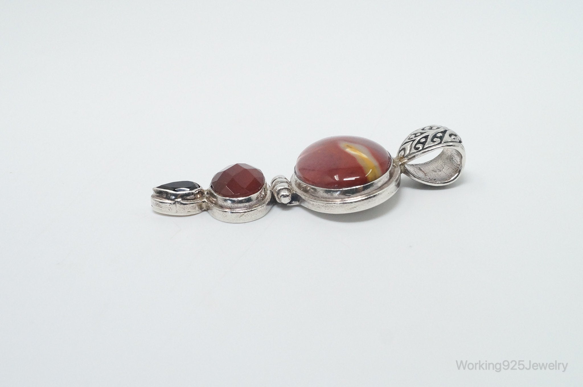 Vintage Designer AF Mookaite Jasper Carnelian Garnet Sterling Silver Pendant