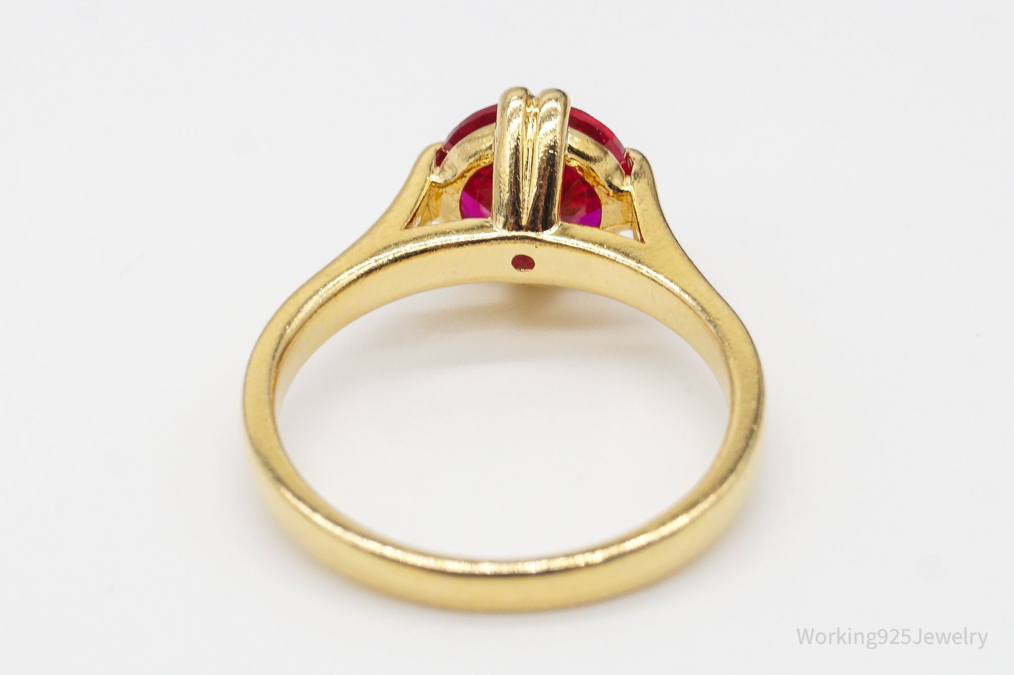 Designer Ruby 18K Gold Over Sterling Silver Ring - Size 6.75