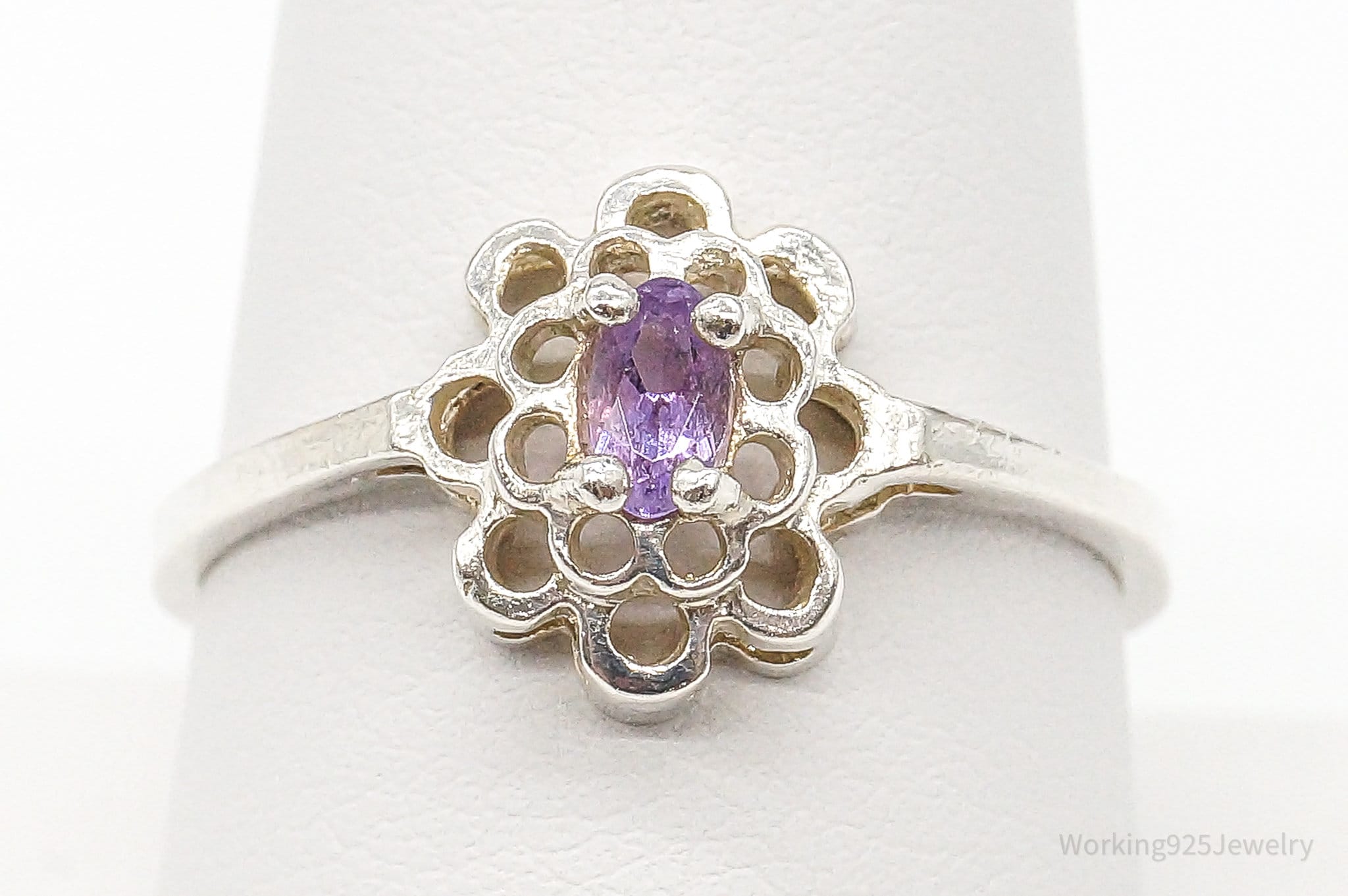 Vintage Amethyst Sterling Silver Ring Size 9