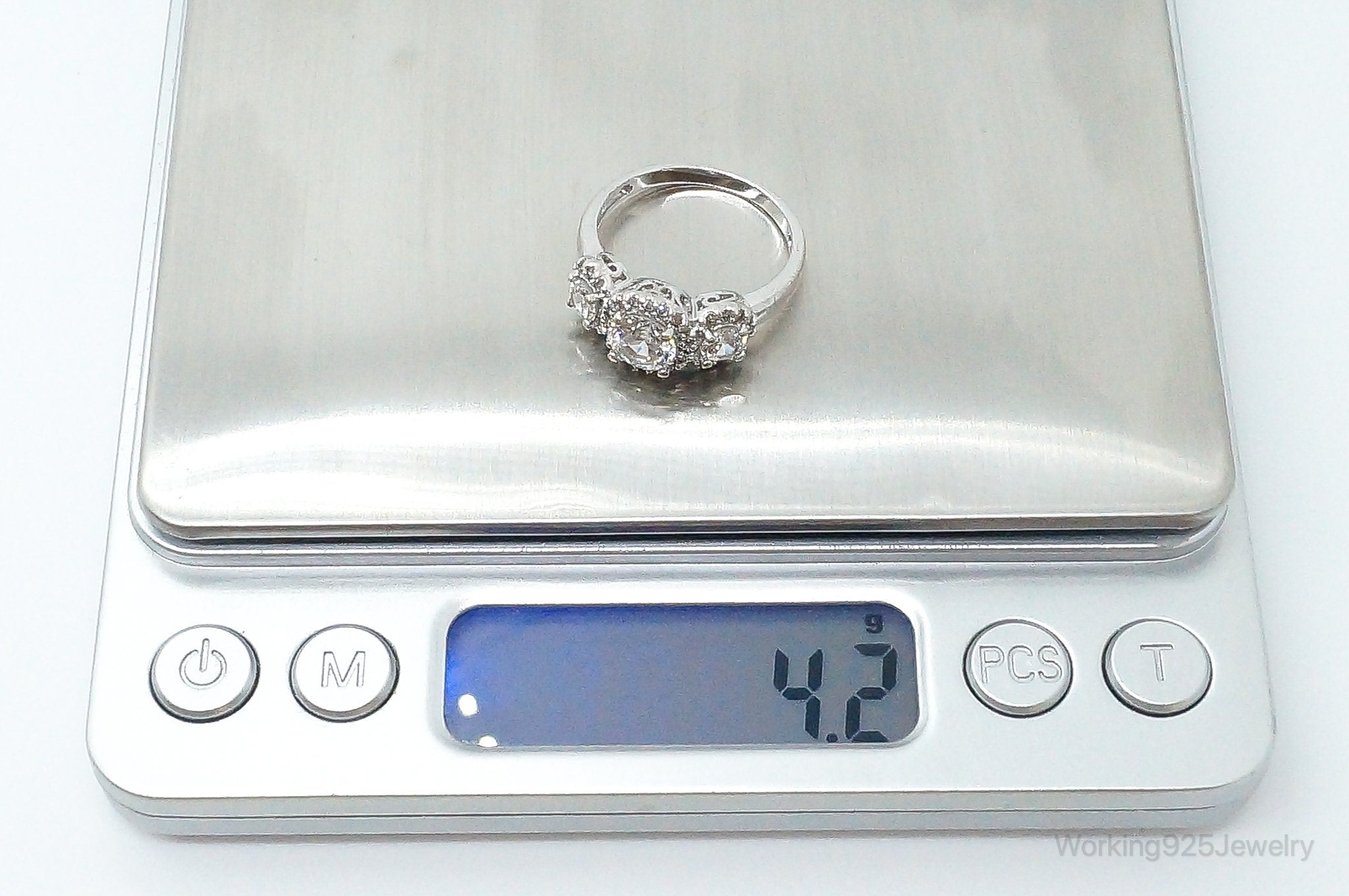 Vintage Cubic Zirconia Sterling Silver Ring - Size 8