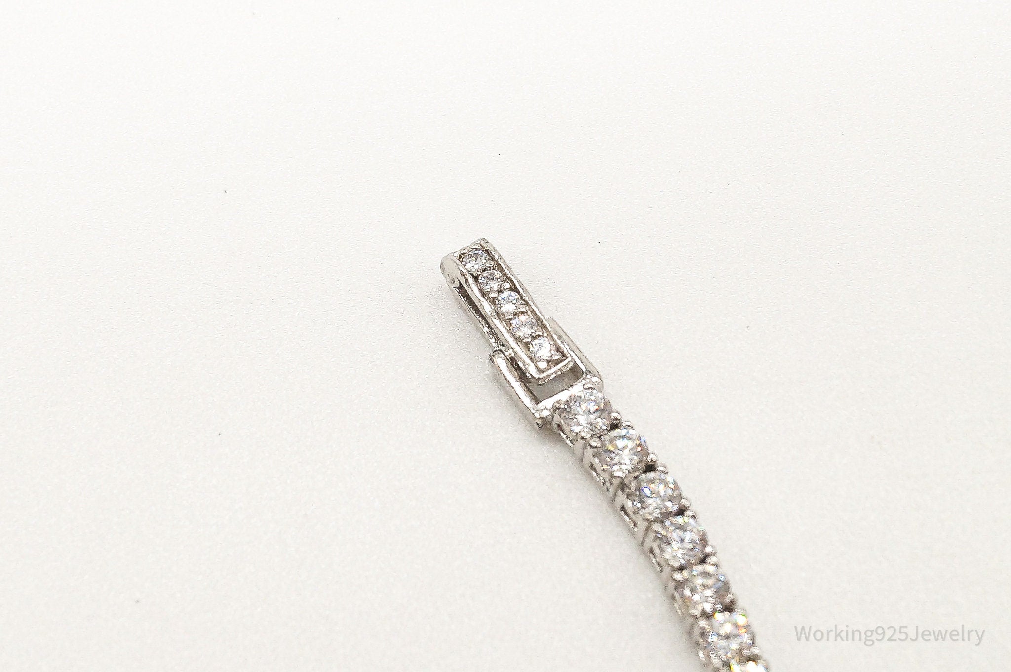 Vintage Cubic Zirconia Sterling Silver Tennis Bracelet