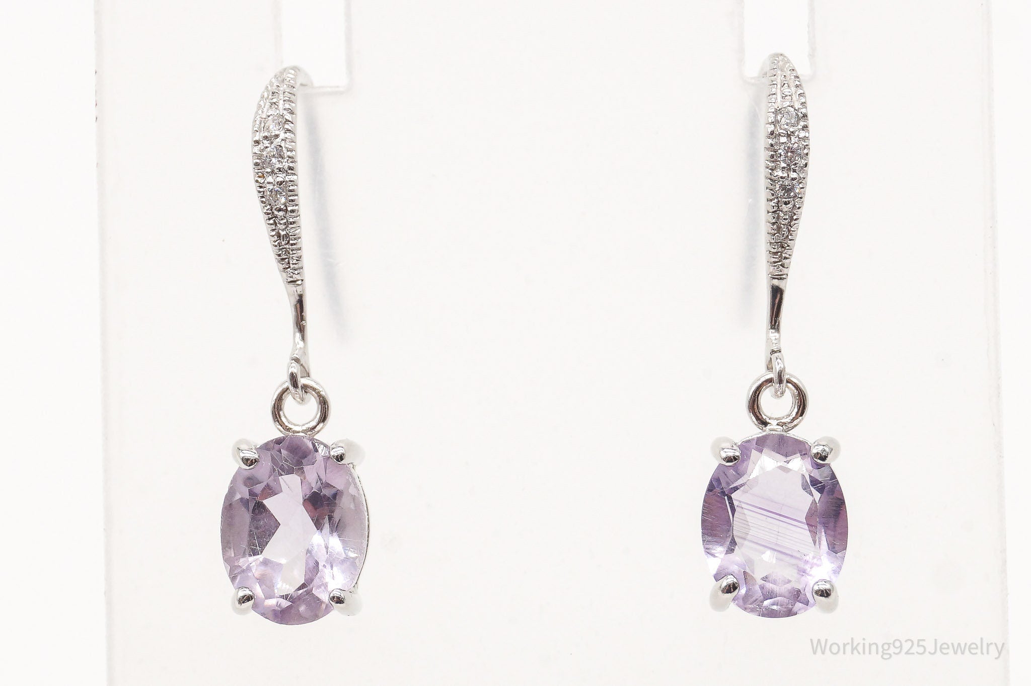 Vintage Designer RJC Amethyst Cubic Zirconia Sterling Silver Earrings