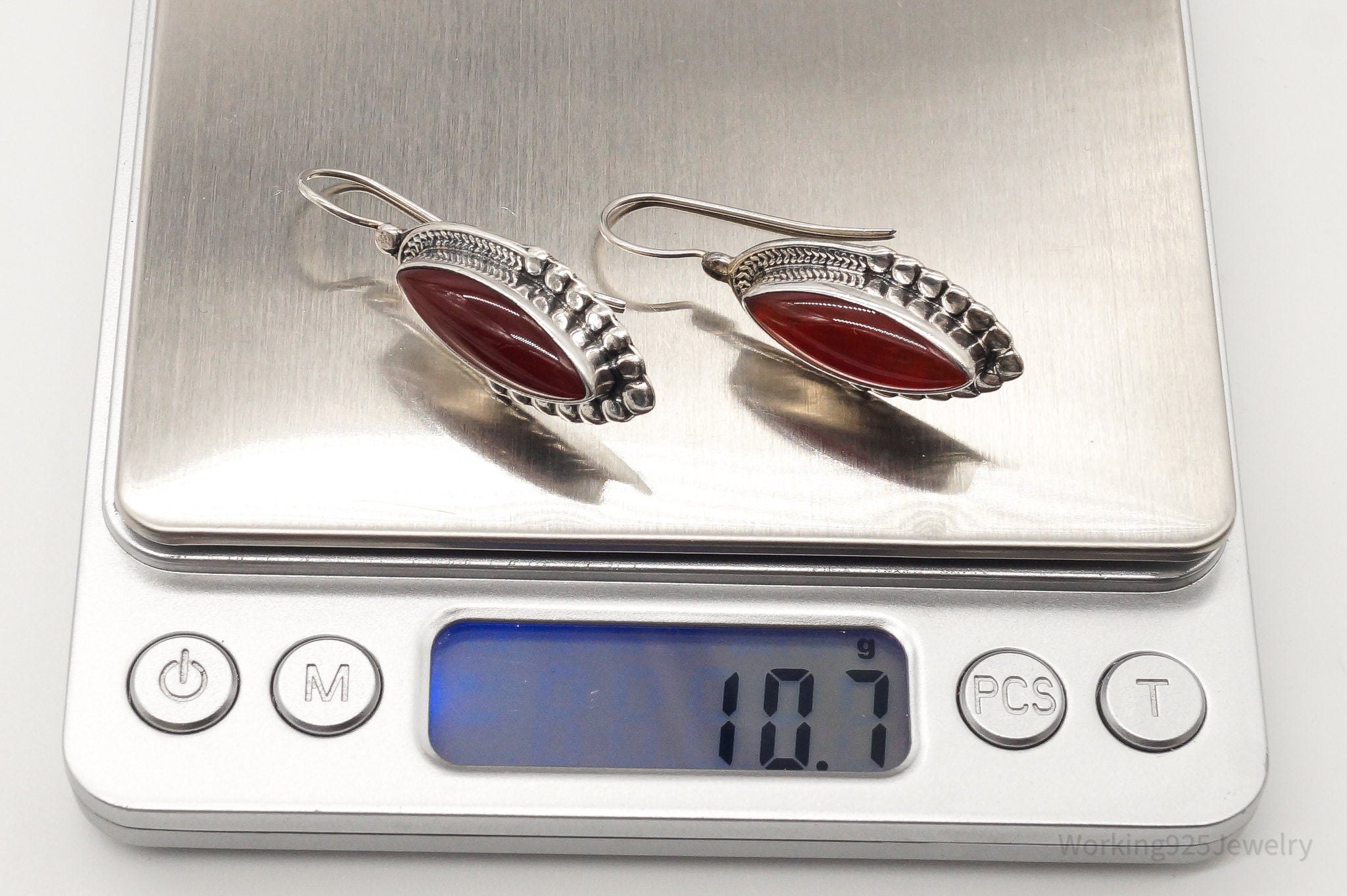 Vintage Carnelian Sterling Silver Dangle Earrings