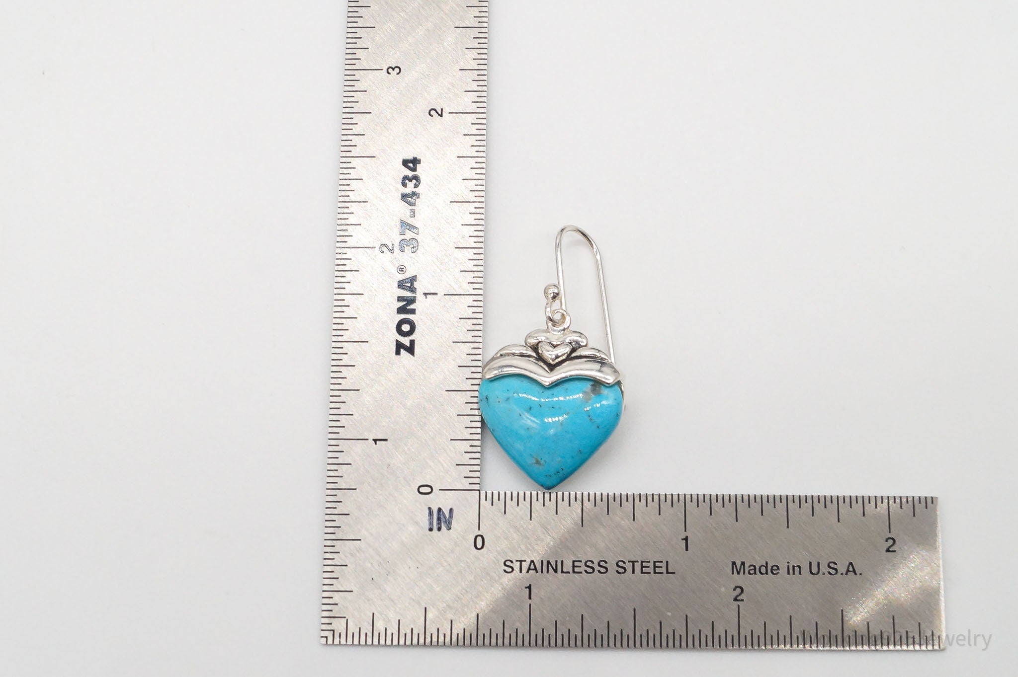 Designer SX Turquoise Hearts Sterling Silver Earrings