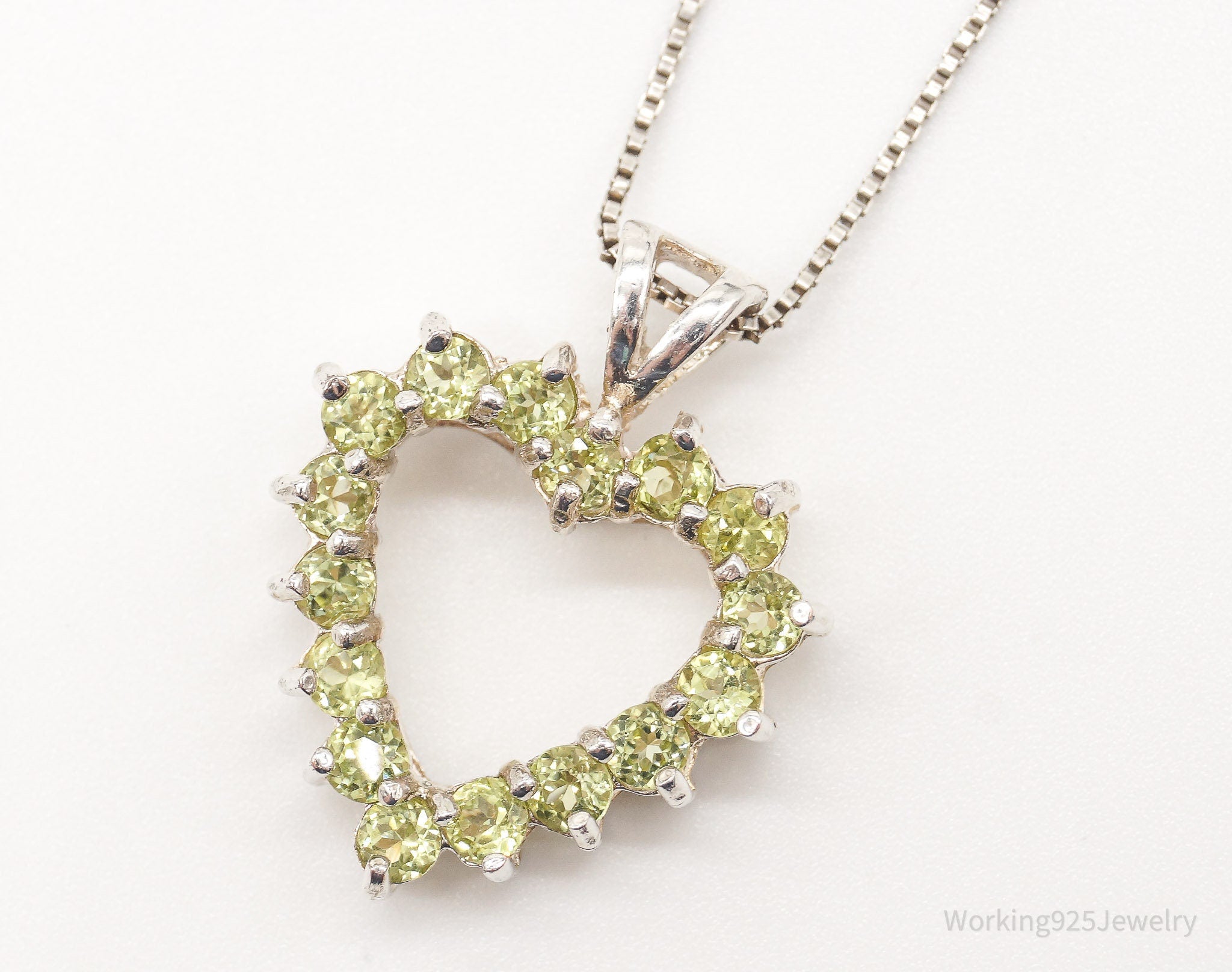 Vintage Designer DBJ Heart Peridot Sterling Silver Necklace