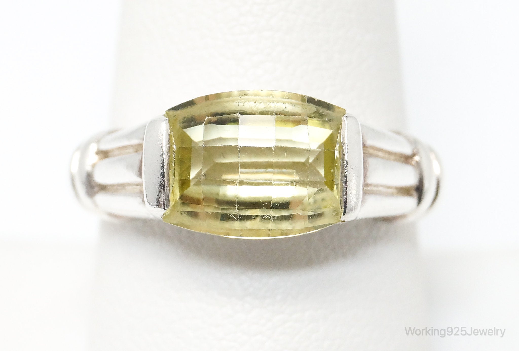 Vintage Designer CNA Lemon Quartz Sterling Silver Ring - SZ 8.75