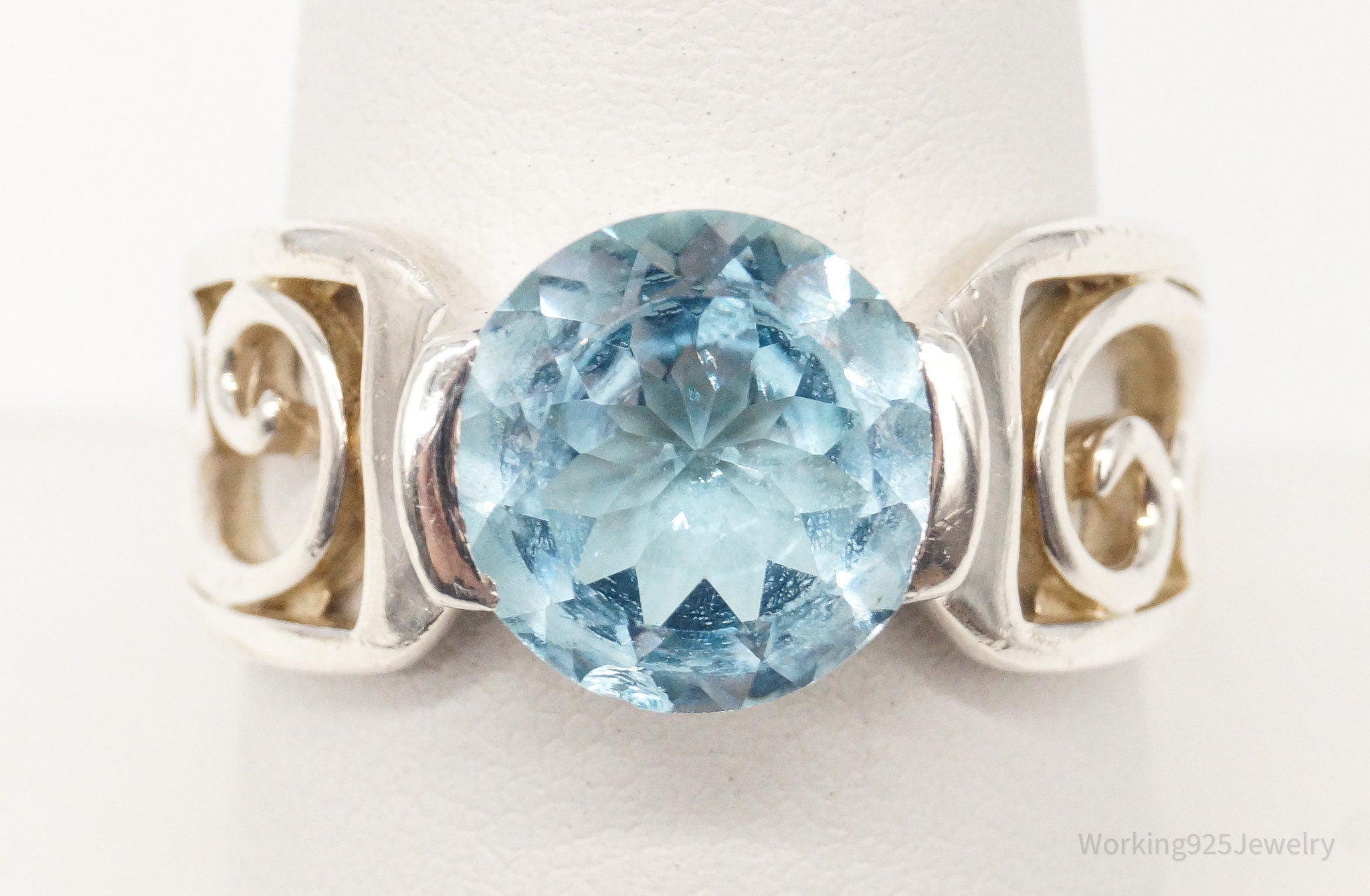 Vintage Blue Topaz Sterling Silver Ring - Size 8.5