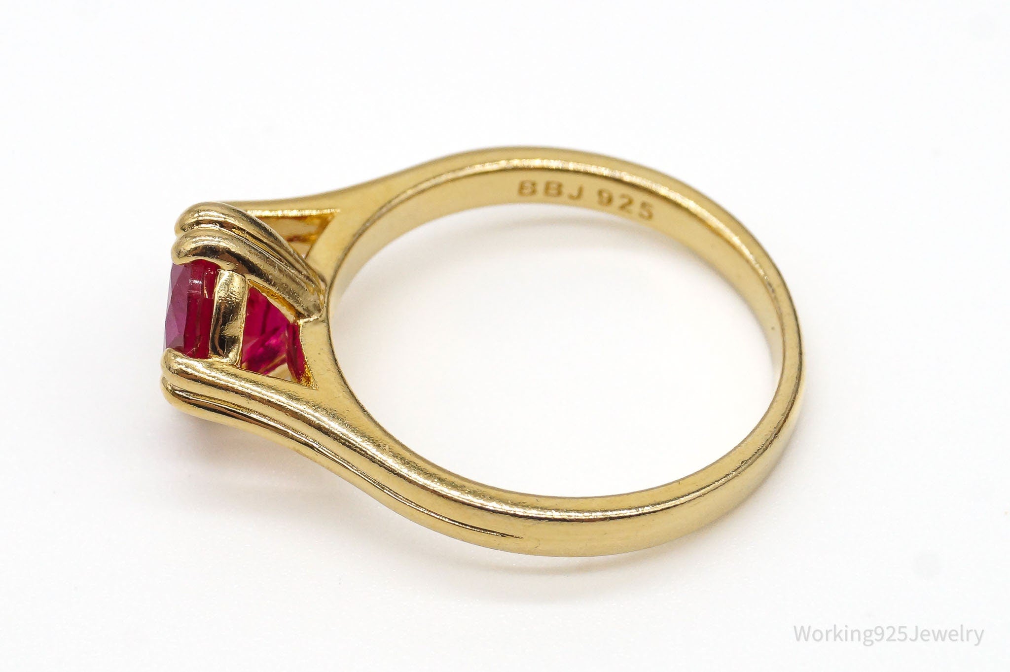 Designer Ruby 18K Gold Over Sterling Silver Ring - Size 6.75