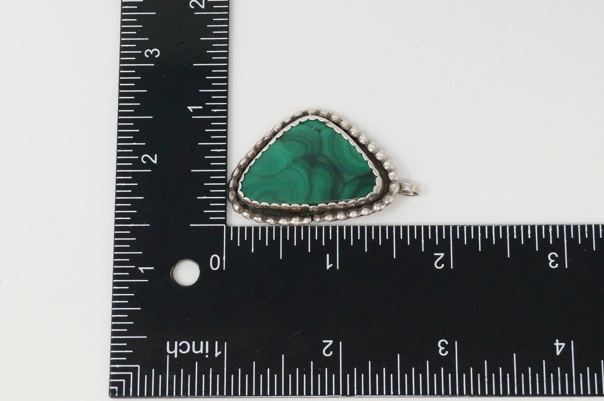 Large Vintage Native American Unsigned Malachite Sterling Silver Pendant