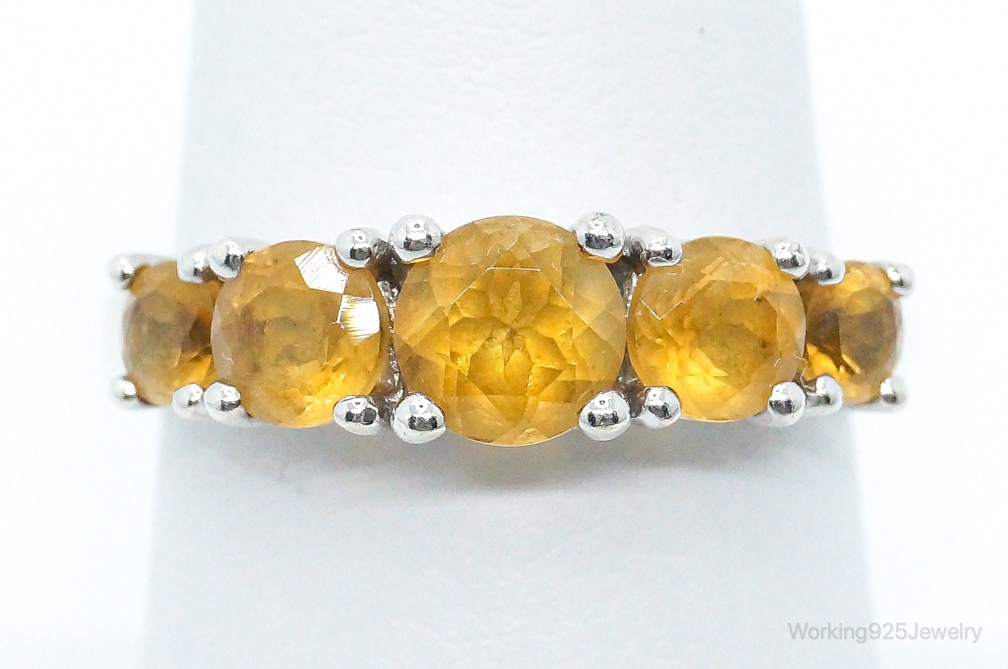 Vintage Citrine Sterling Silver Ring - Size 7