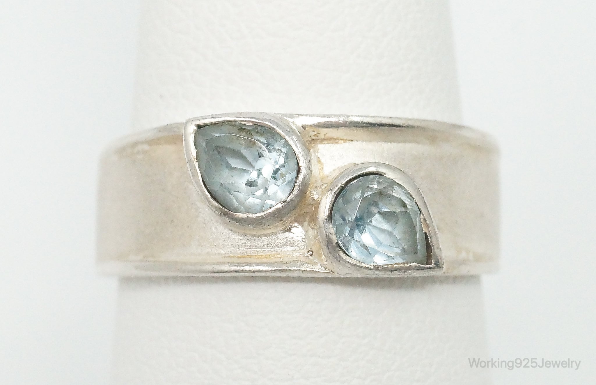 Vintage Blue Topaz Sterling Silver Ring - Size 7