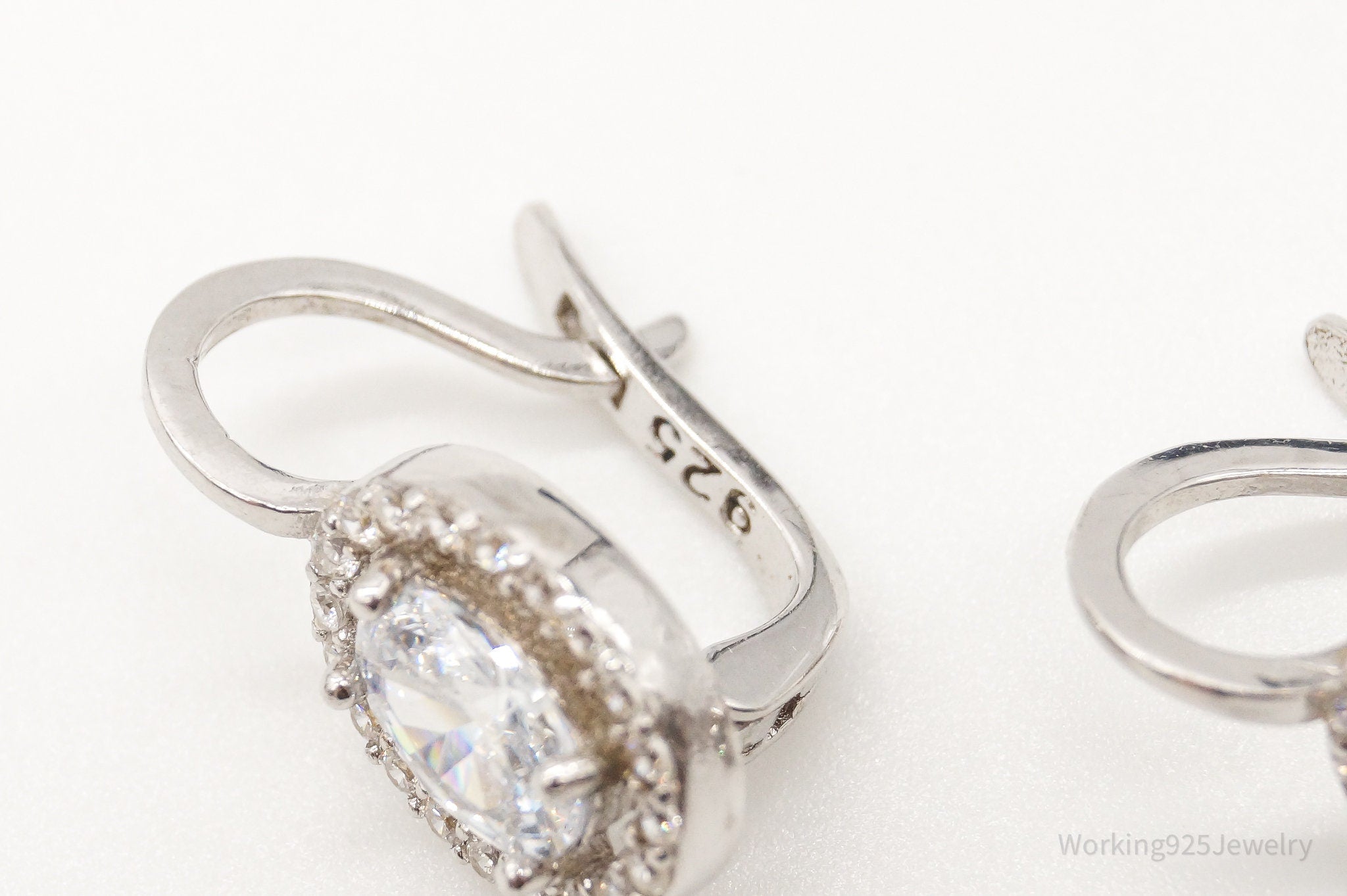 Vintage Cubic Zirconia Sterling Silver Earrings