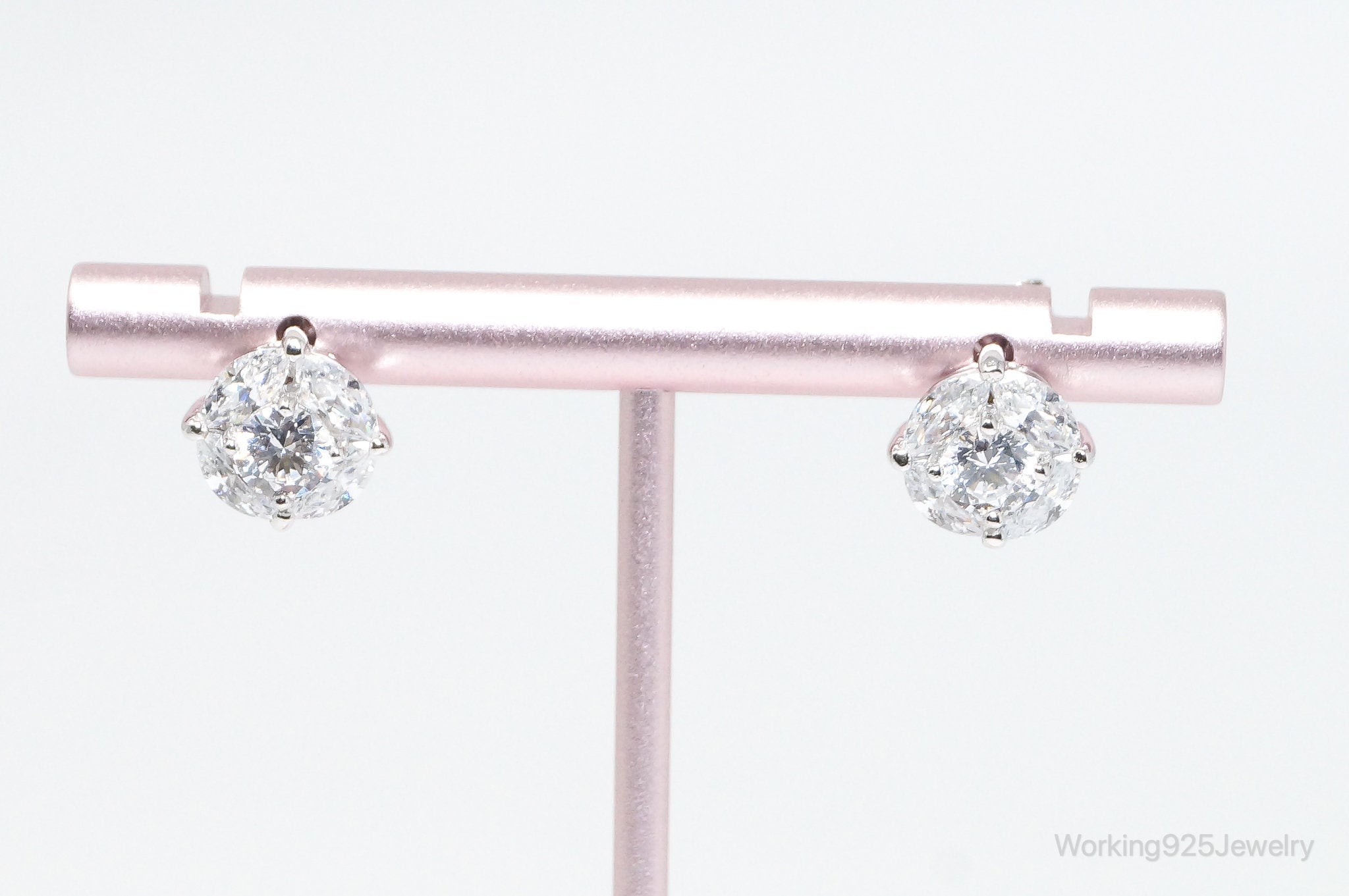 Vintage Cubic Zirconia Sterling Silver Earrings