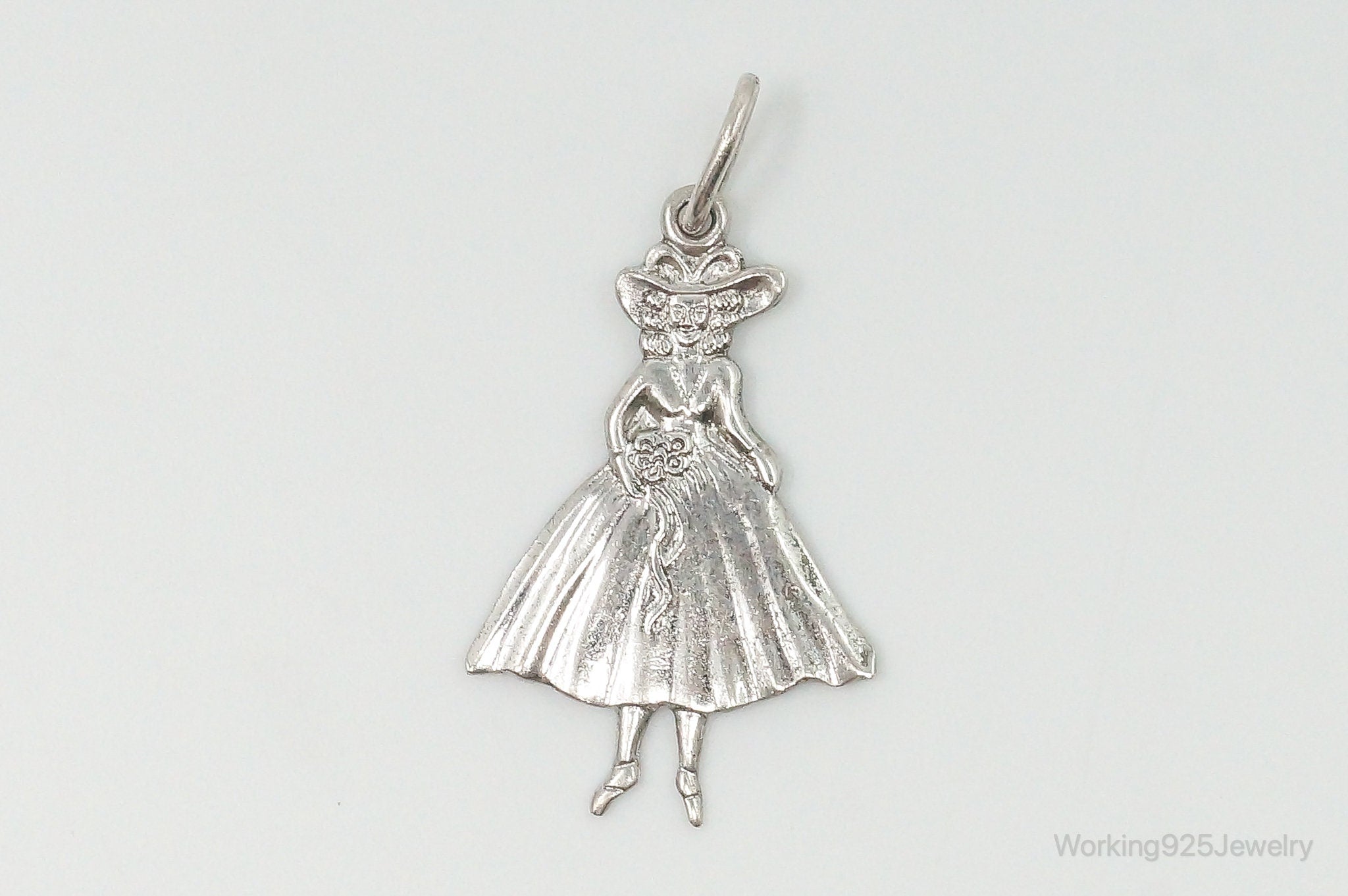 RARE Vintage Carl Art Fancy Lady In Dress & Hat Sterling Silver Charm