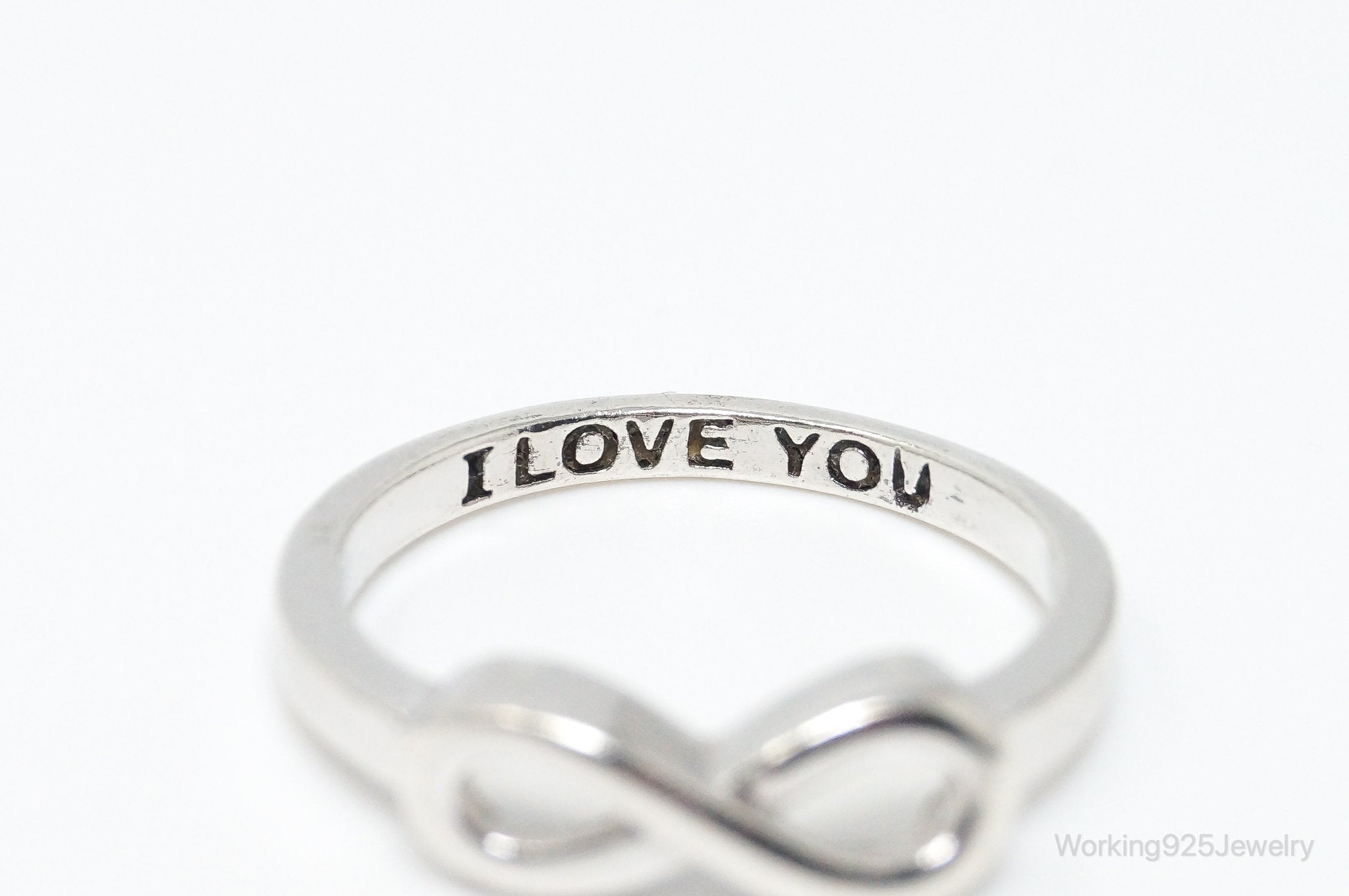 Vintage "I Love You" Infinity Sterling Silver Ring - SZ 7