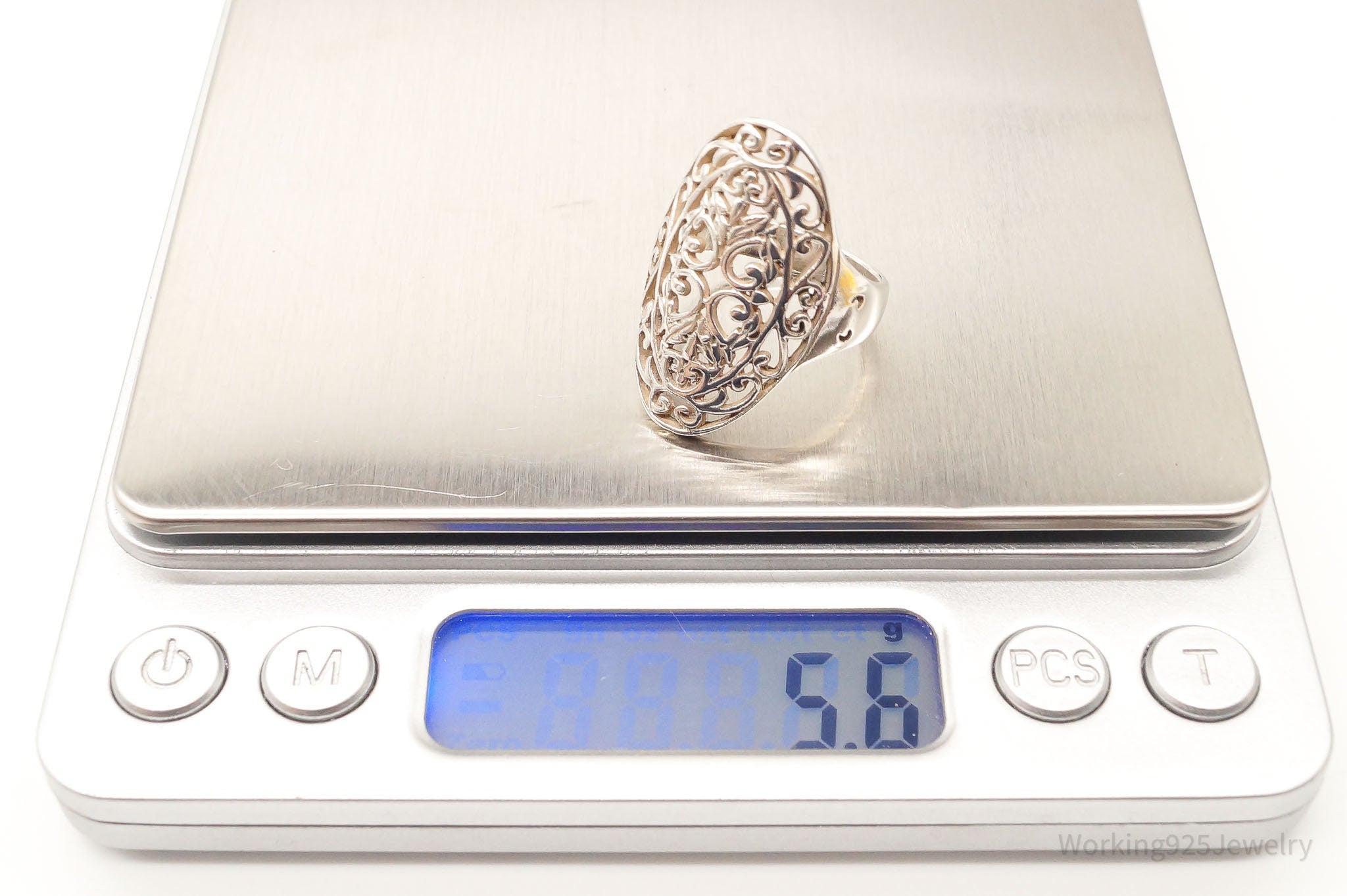 Vintage Bali Style Scroll Swirls Filigree Sterling Silver Ring - Size 7.5