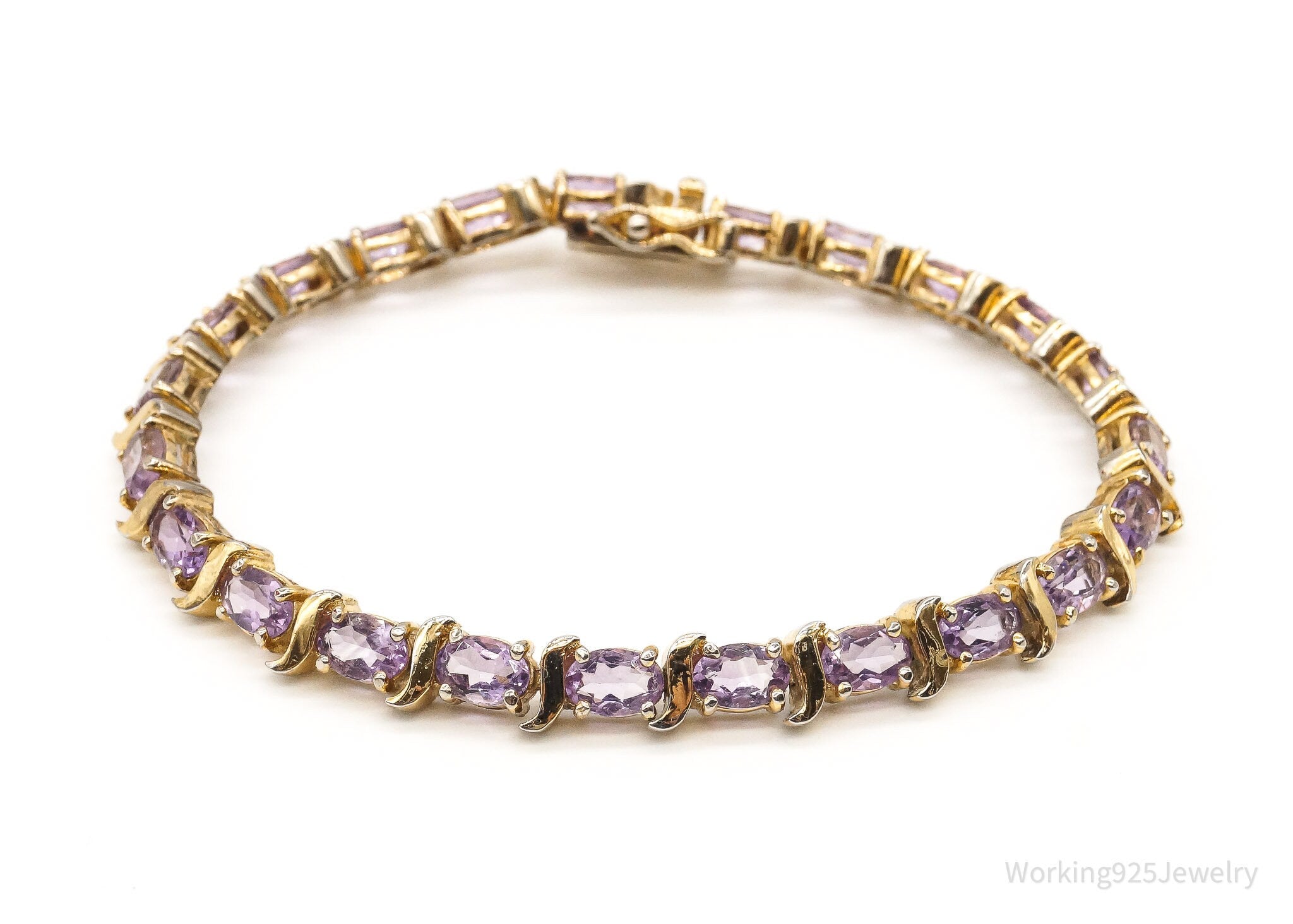 Vintage Amethyst Gold Vermeil Sterling Silver Bracelet