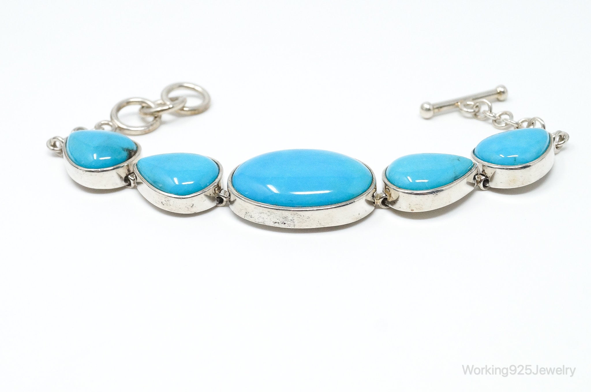 Designer Whitney Kelly Turquoise Southwestern Sterling Silver Toggle Bracelet