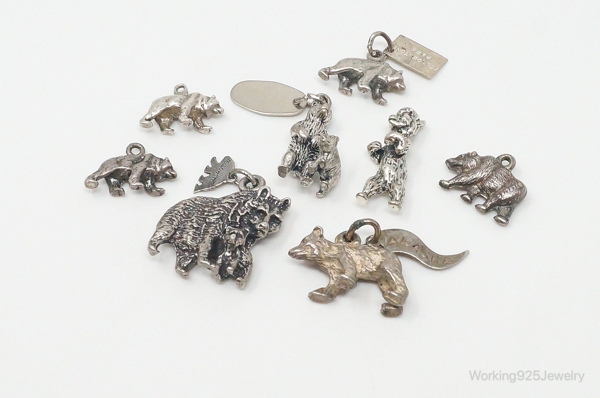 Vintage Antique Bears Cubs Sterling Silver Charms Lot