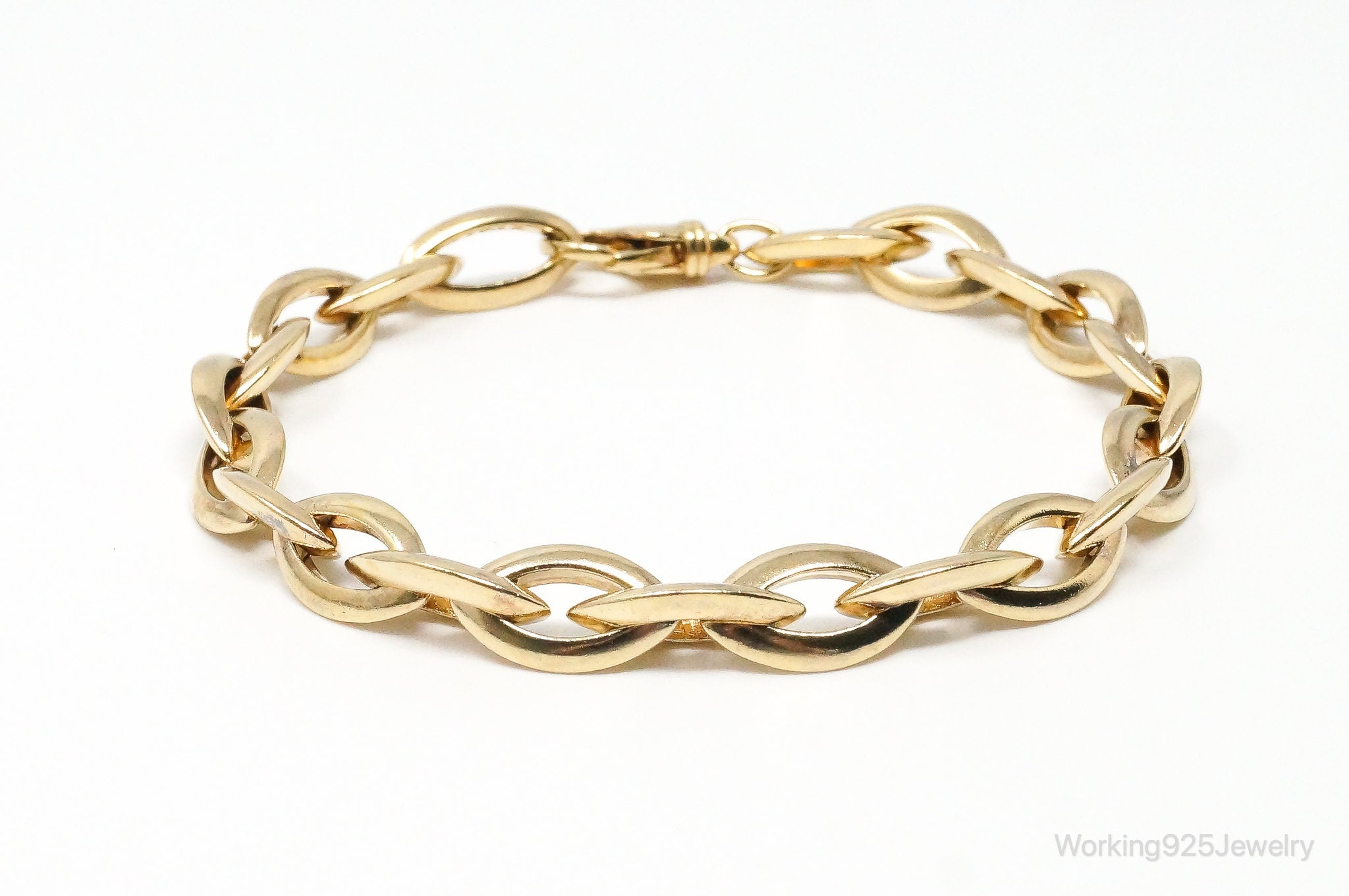 Vintage Italian Designer Gold Vermeil Sterling Silver Chain Link Bracelet