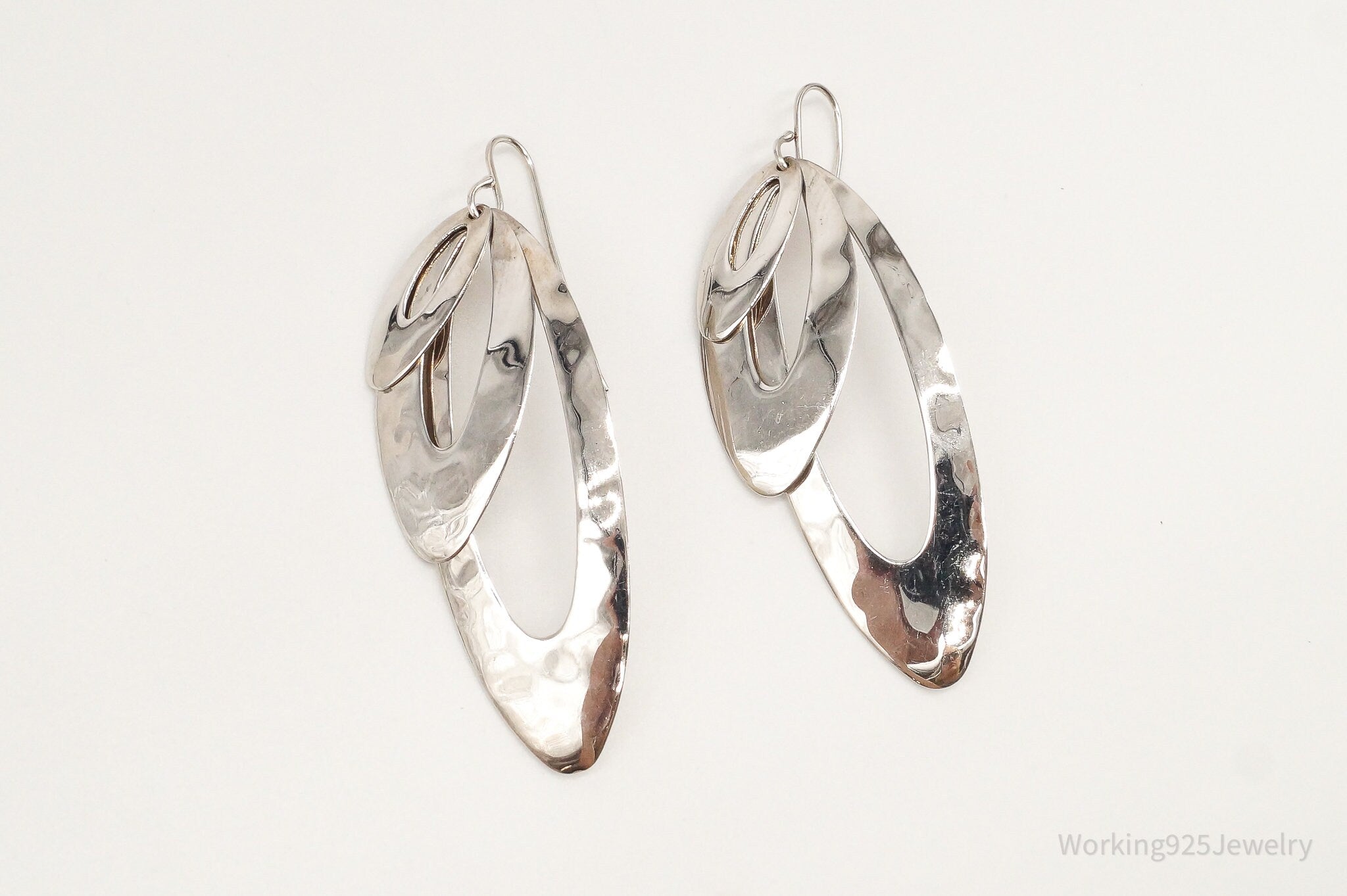 Vintage Designer RLM Studio Modernist Sterling Silver Hammered Earrings