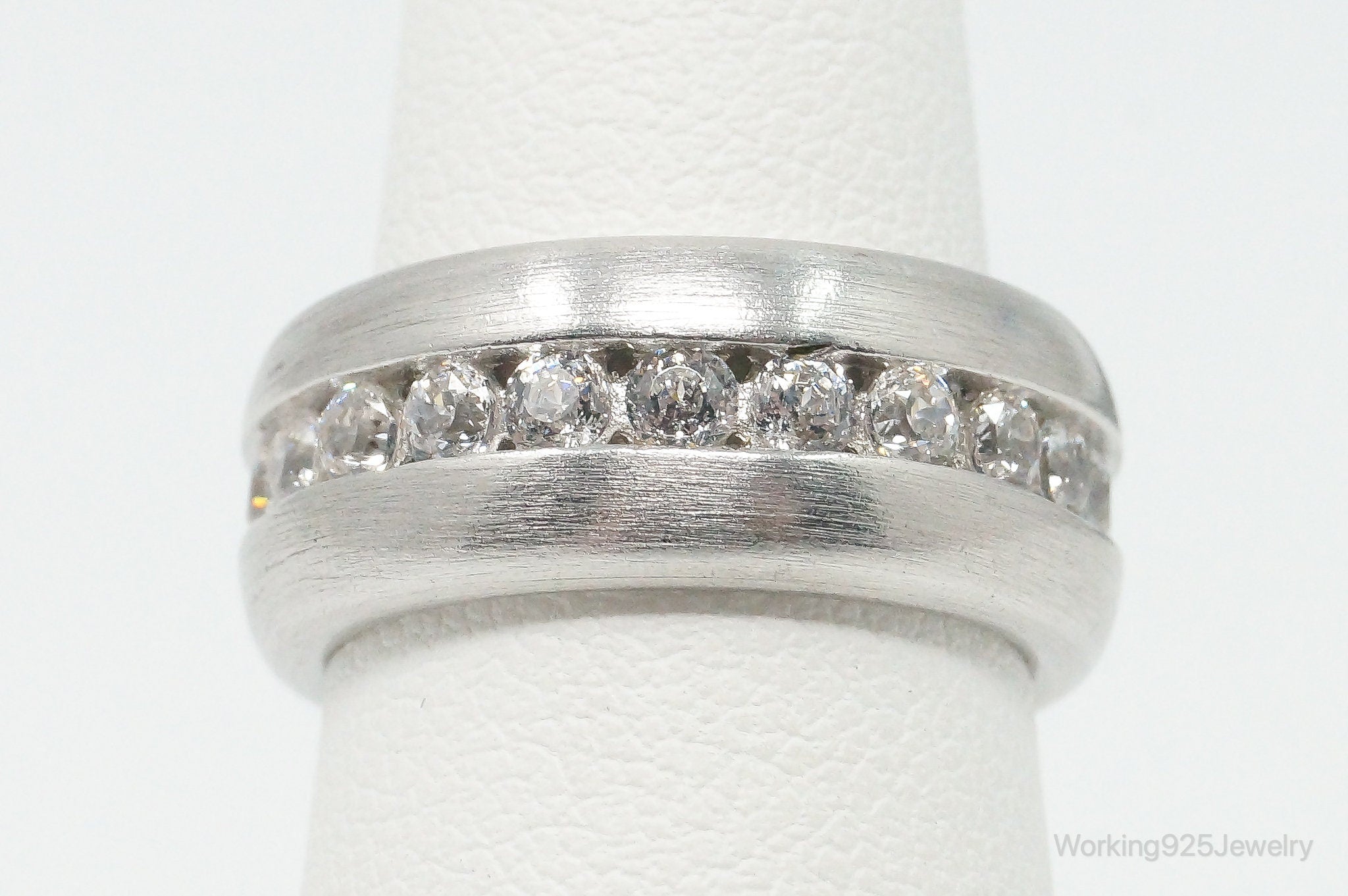 Vintage Designer SW Cubic Zirconia Sterling Silver Band Ring - Size 5