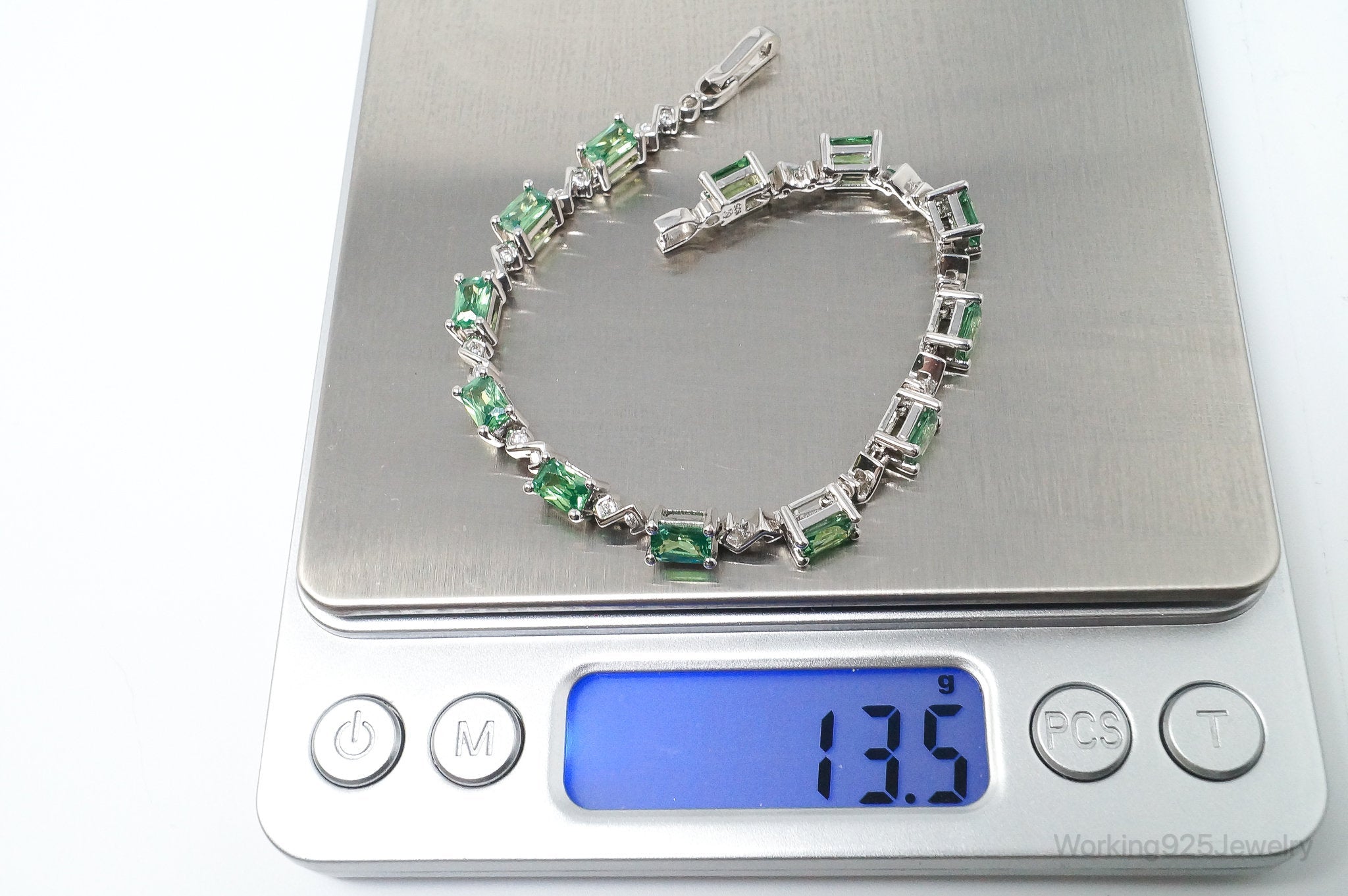 Vintage Green Mystic Topaz Cubic Zirconia Sterling Silver Bracelet