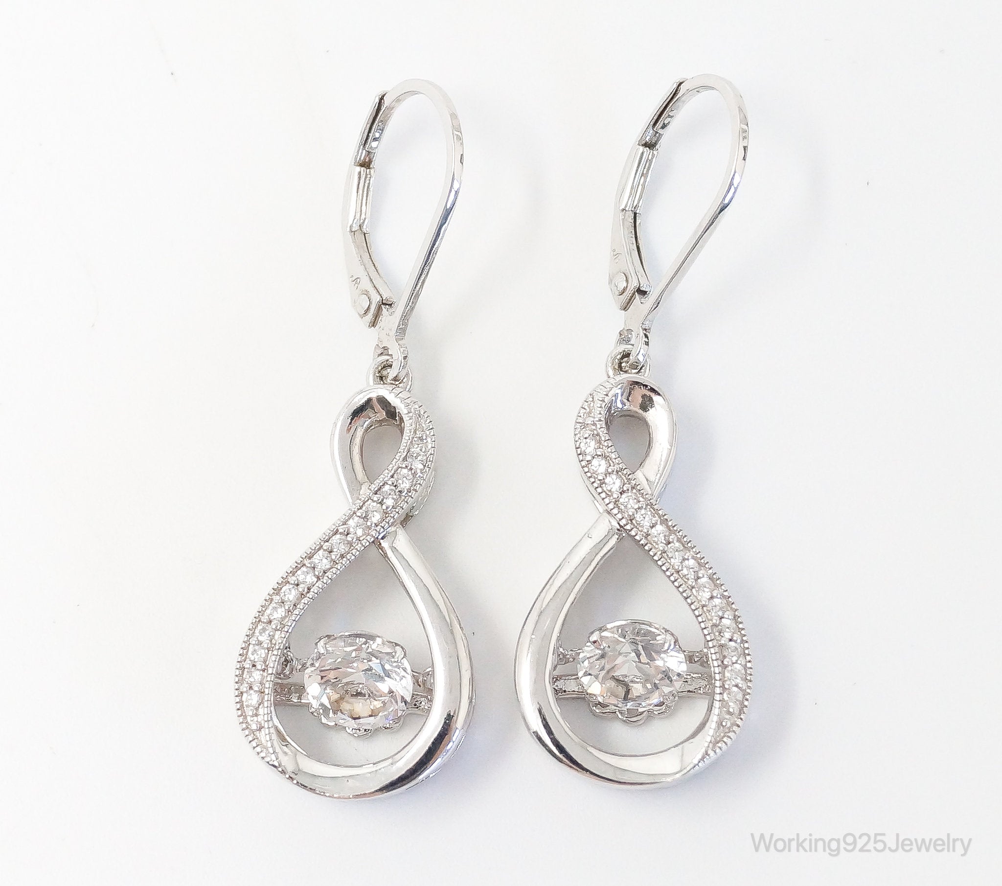 Vintage Cubic Zirconia Sterling Silver Earrings