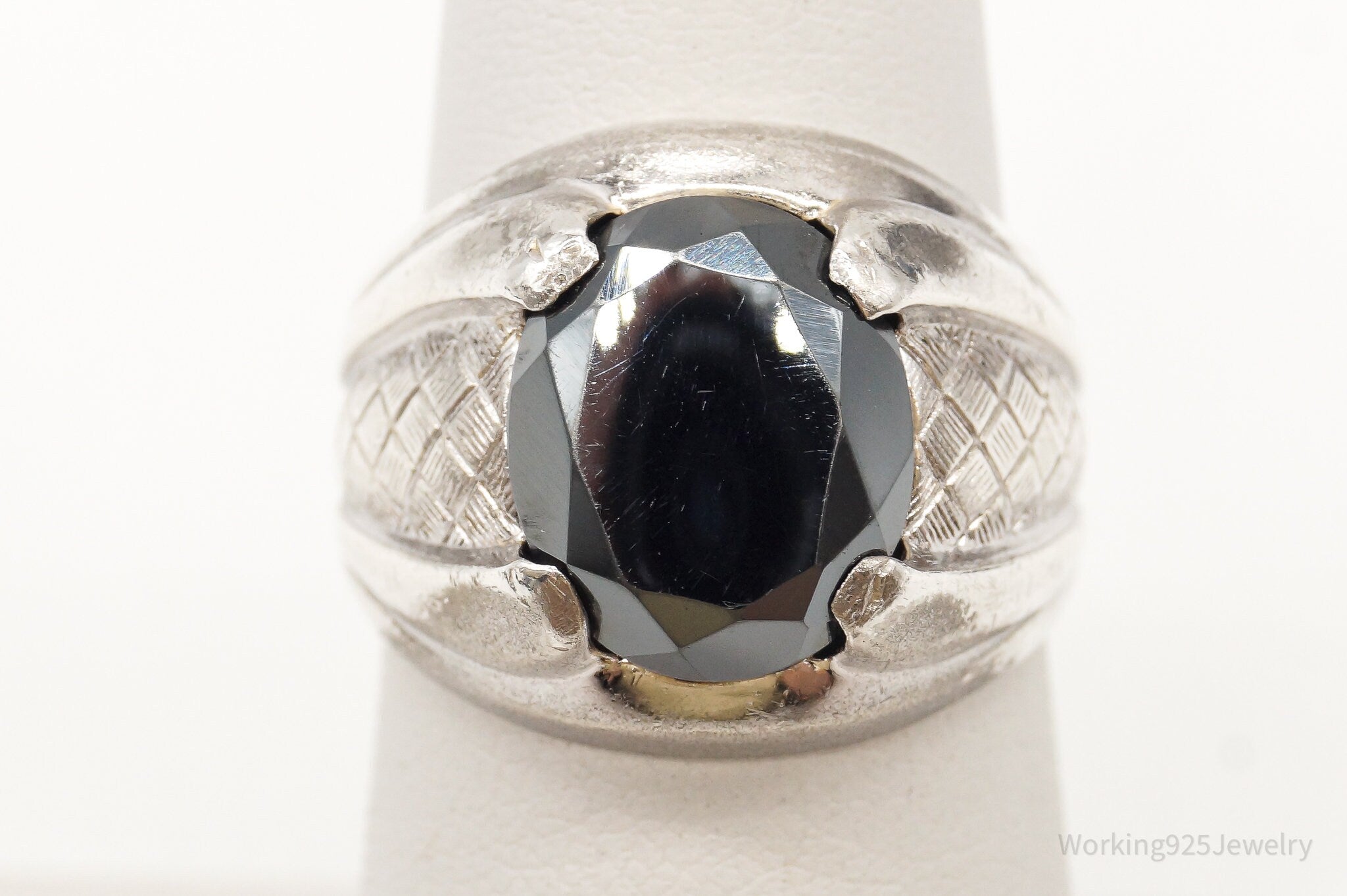 Antique Hematite Sterling Silver Ring - Size 6