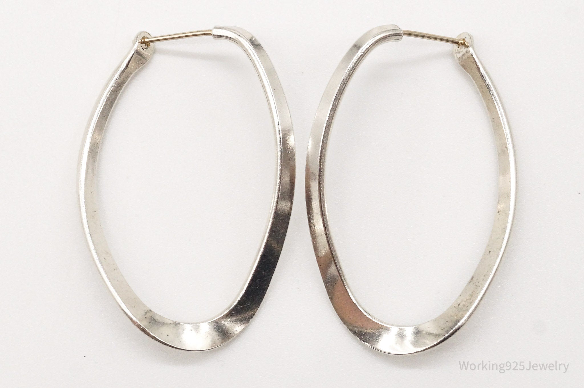 Vintage Designer 14KGF Post Sterling Silver Hoop Earrings