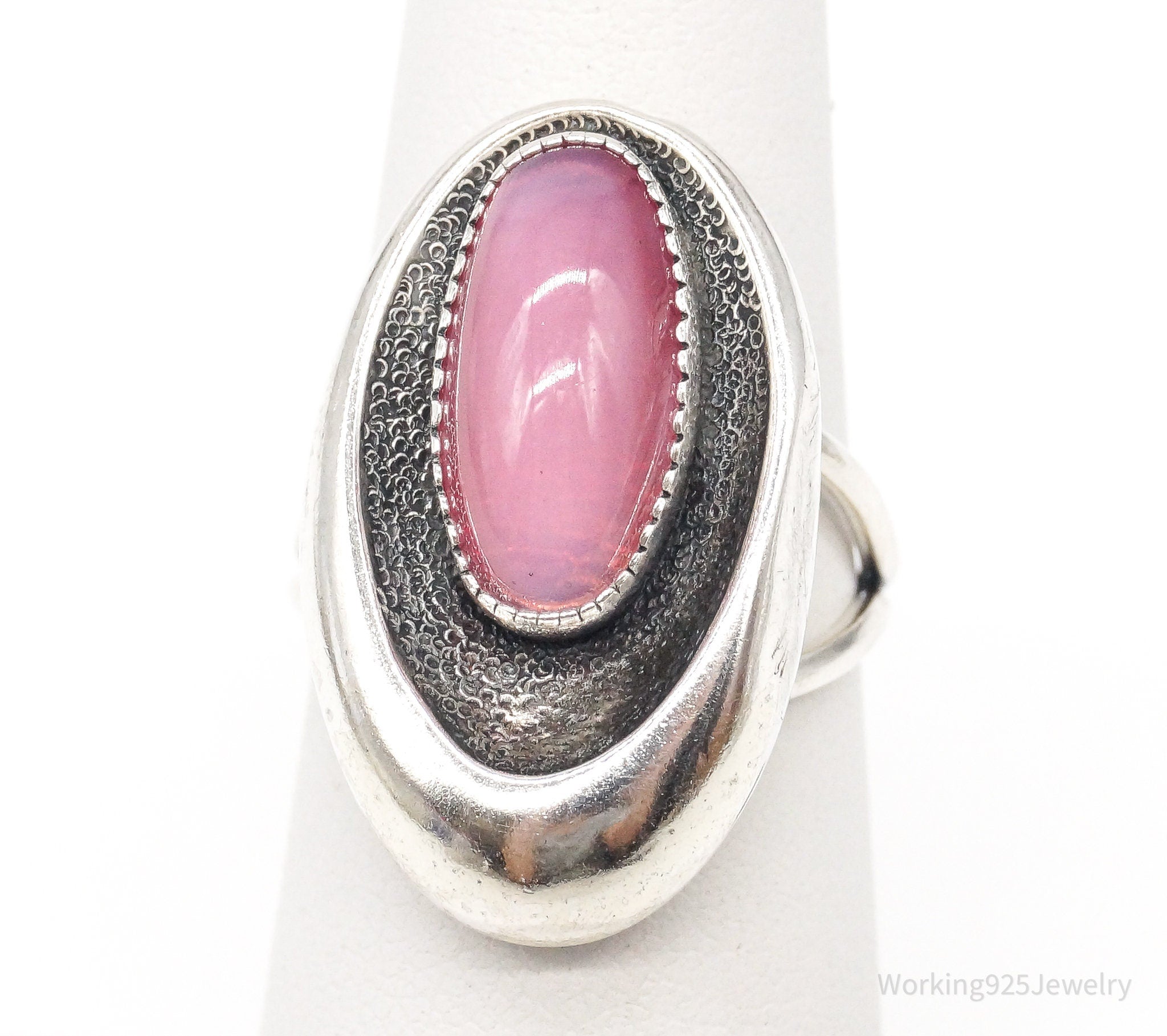 Beau Faux Moonstone Sterling Silver Ring - Size 5.25Adj.