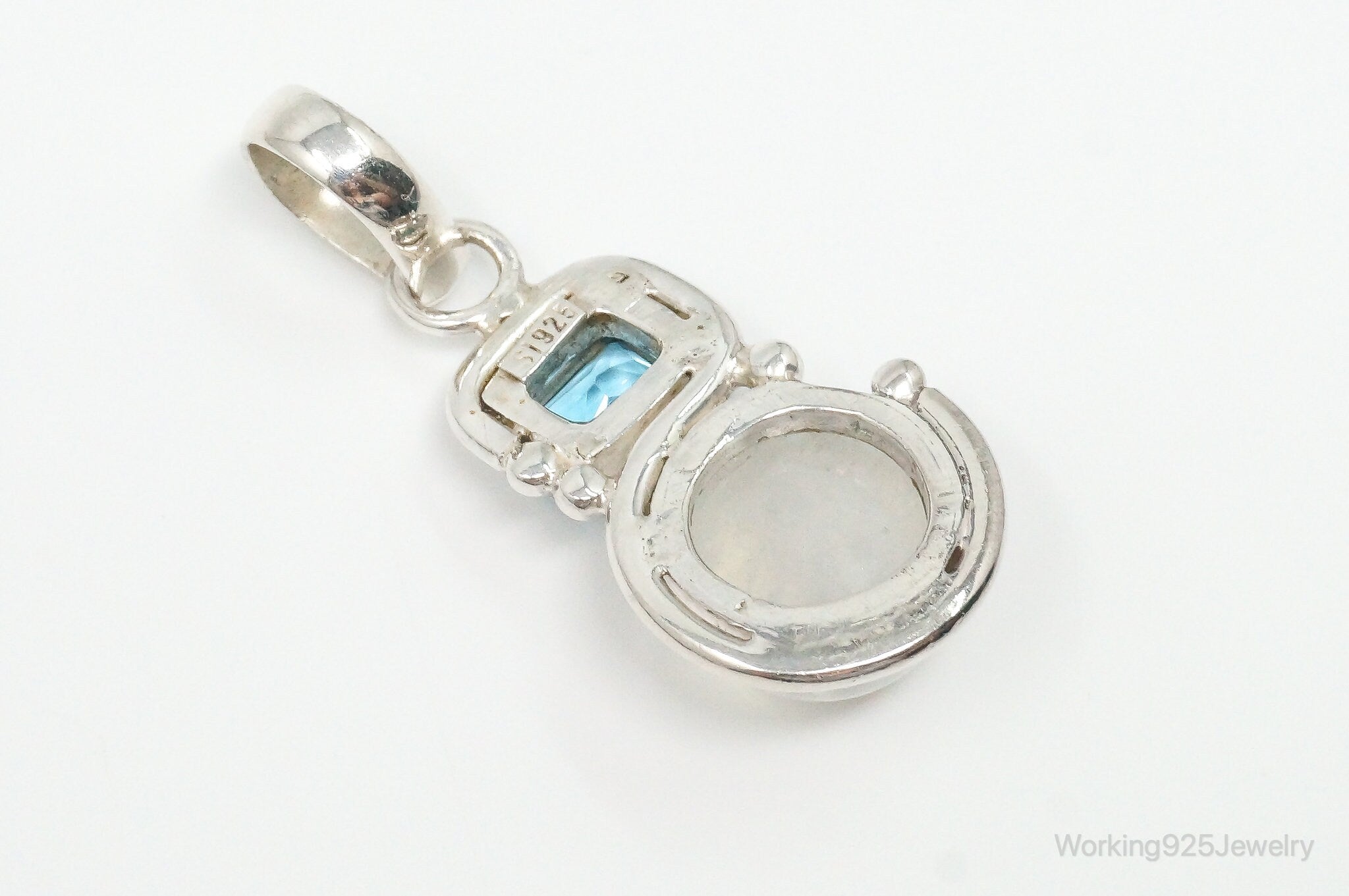 Large Designer SAJEN Blue Topaz Moonstone Sterling Necklace Pendant