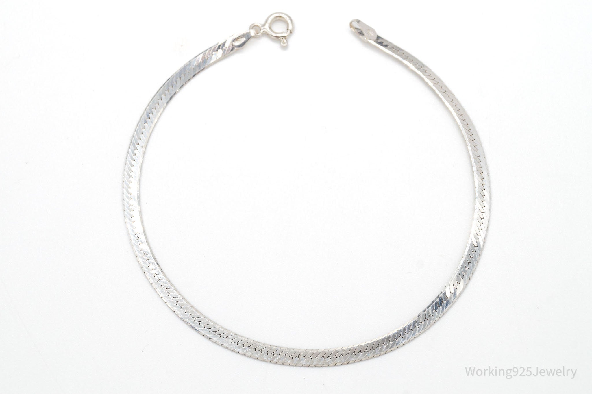 Vintage Herring Bone Chain Link Sterling Silver Bracelet