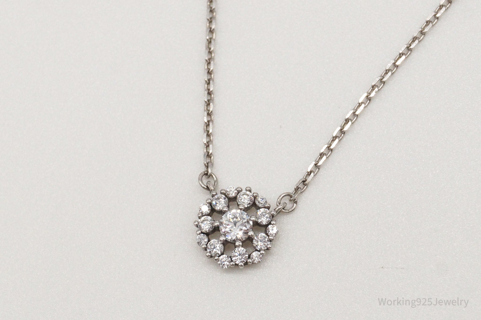 Vintage Cubic Zirconia Sterling Silver Necklace