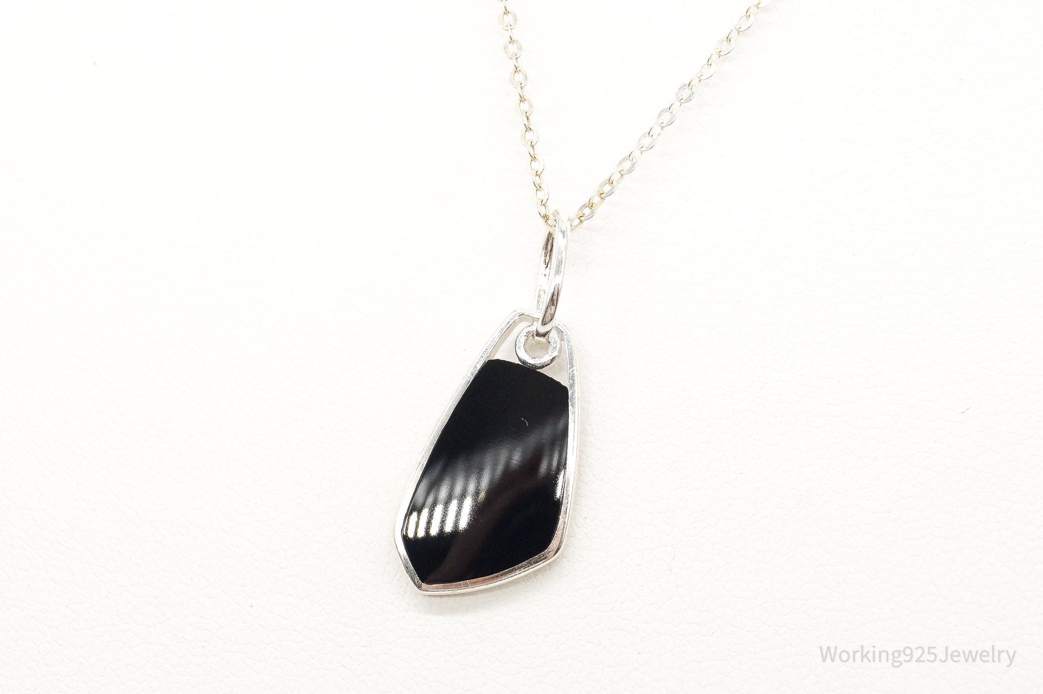 Vintage Black Onyx Sterling Silver Necklace