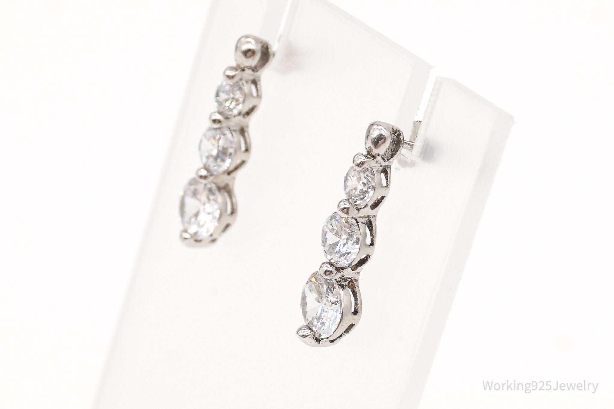 Vintage Cubic Zirconia Sterling Silver Earrings