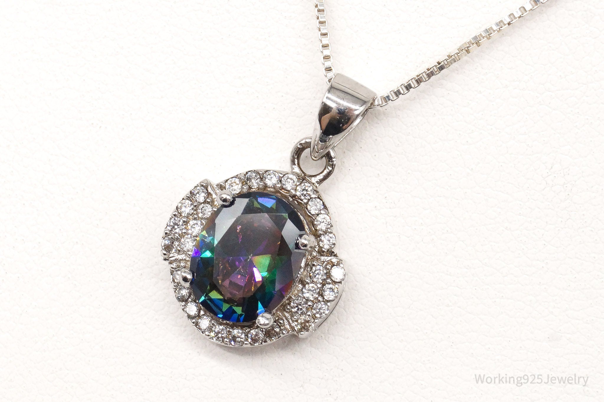 Mystic Topaz Cubic Zirconia Sterling Silver Necklace