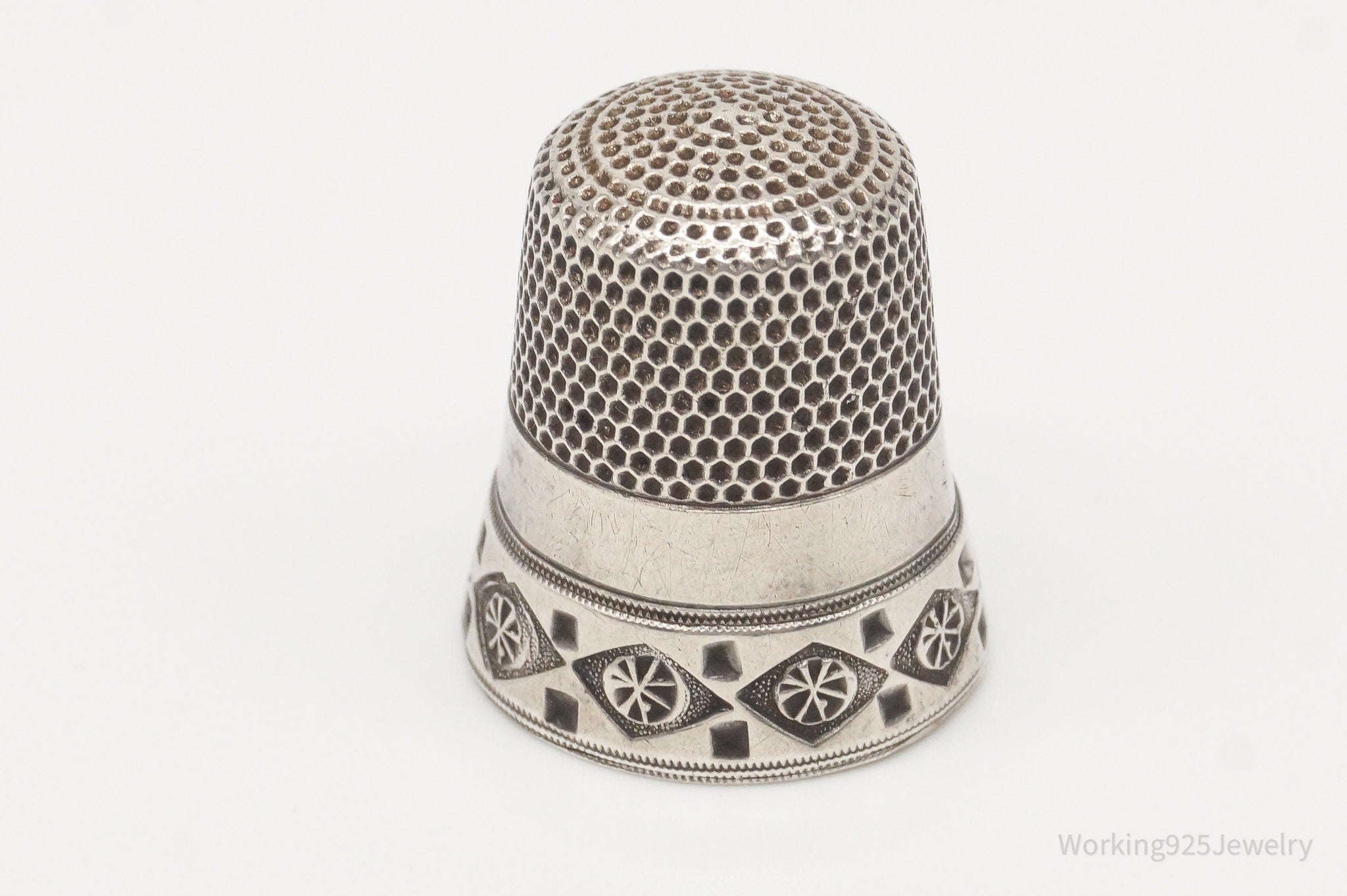 Antique Simons Bros & Co Dome Sterling Silver Thimble Size 12