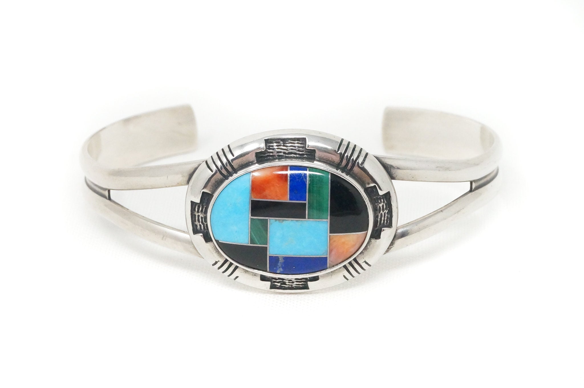 Vintage Carolyn Pollack Relios Multi Gemstone Sterling Silver Cuff Bracelet