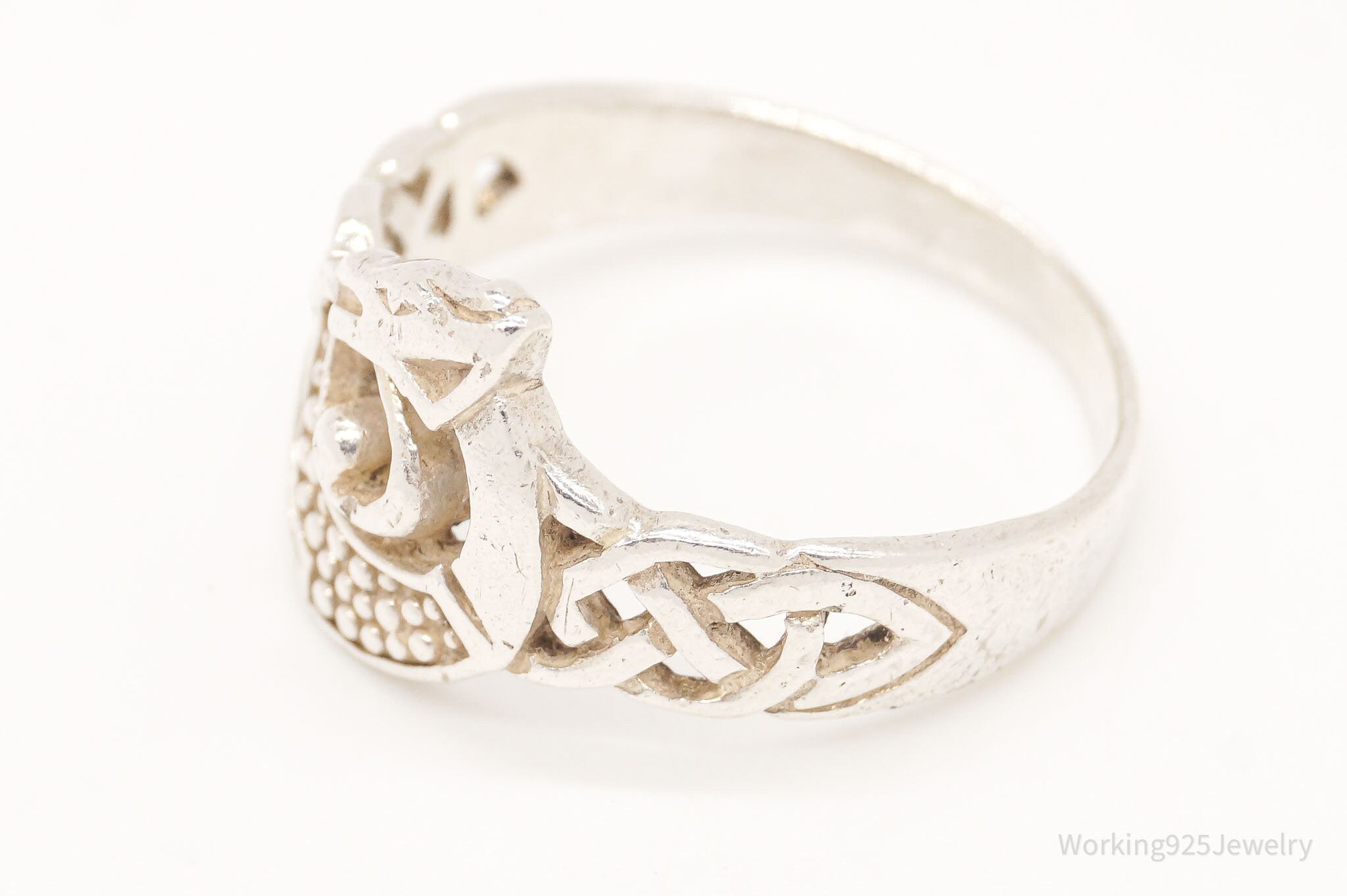 Vintage Dragon Celtic Knot Sterling Silver Ring - Size 10